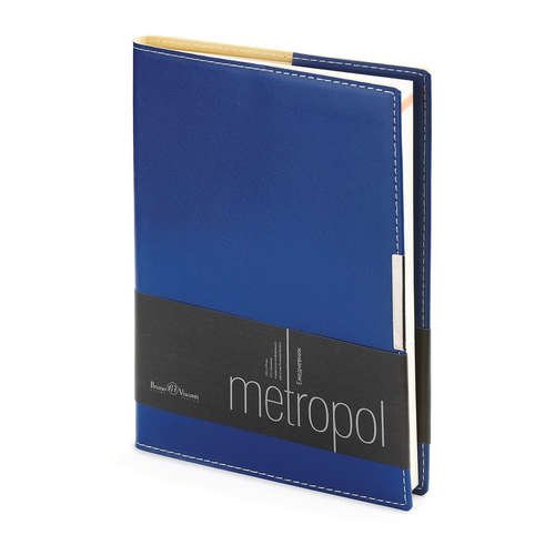 

Ежедневник, Альт А5 272стр н/датир. METROPOL Синий гибкая обложка к/з