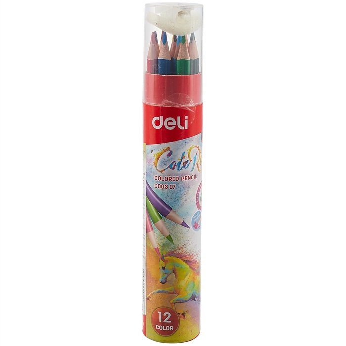 

Карандаши цветные Deli, Color Run, 12 цветов с точилкой