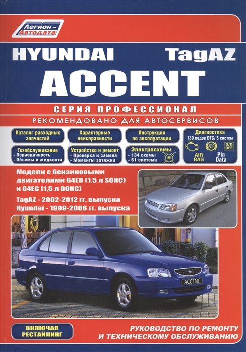  - Hyundai Accent. ТагАЗ. Модели с бензиновыми двигателями G4EB (1,5 л. SOHC) и G4EC (1,5 л. DOHC). Включая рестайлинг. Руководство по ремонту и техническому обслуживанию