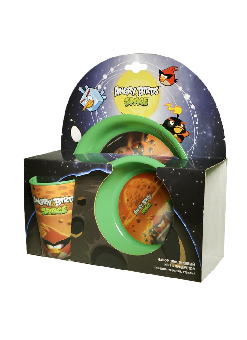 

ANGRY BIRDS SPACE Набор пластиковый из 3-х предметов стерео зеленый Планета (СР Дистрибуция)