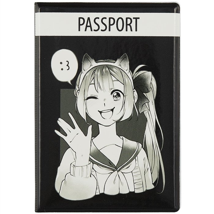 - Обложка для паспорта Аниме Девушка с ушками (Сёдзё) (ПВХ бокс)