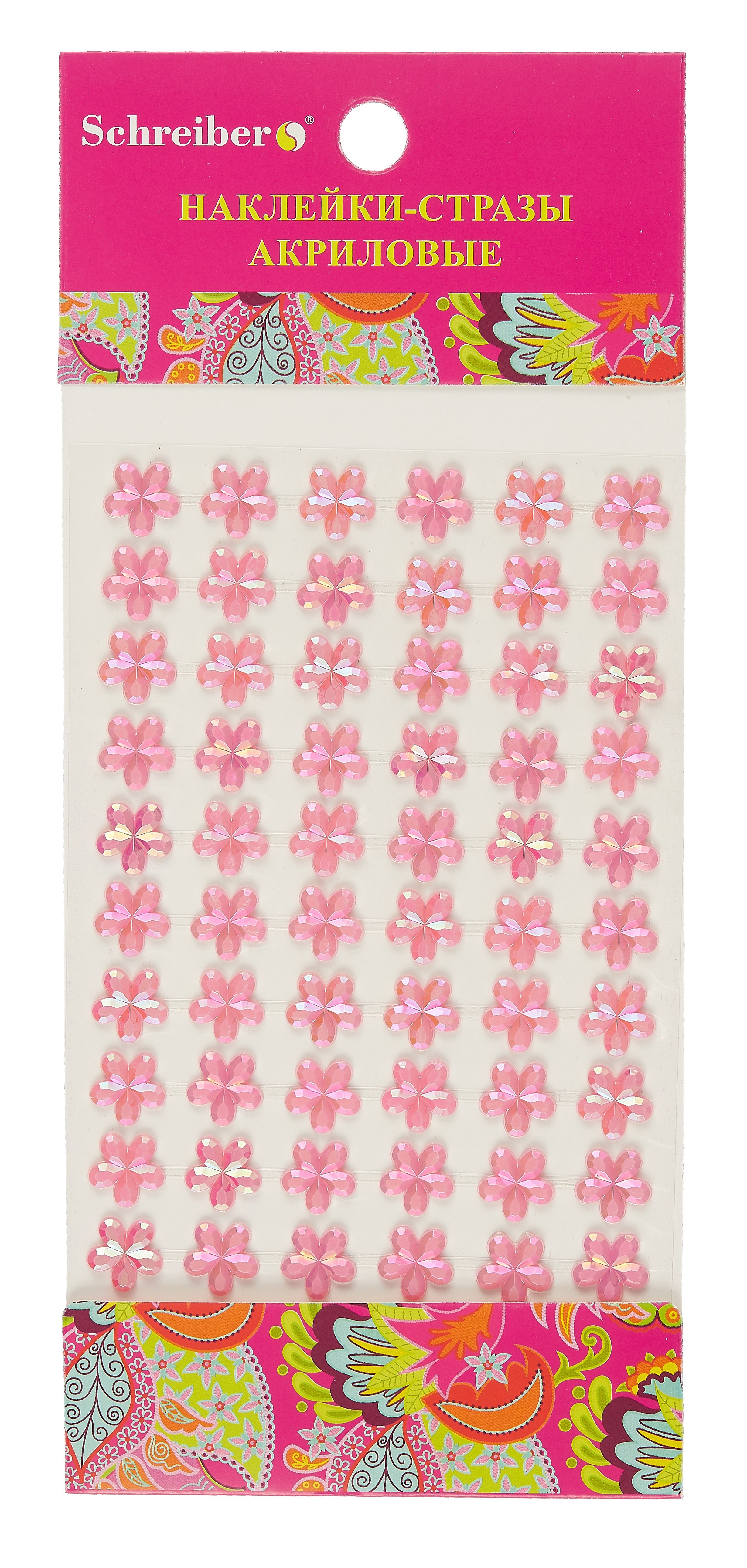 

Набор для творчества, Schreiber/Шрайбер, Наклейки-стразы акриловые Цветы, 10*22см, в асс.