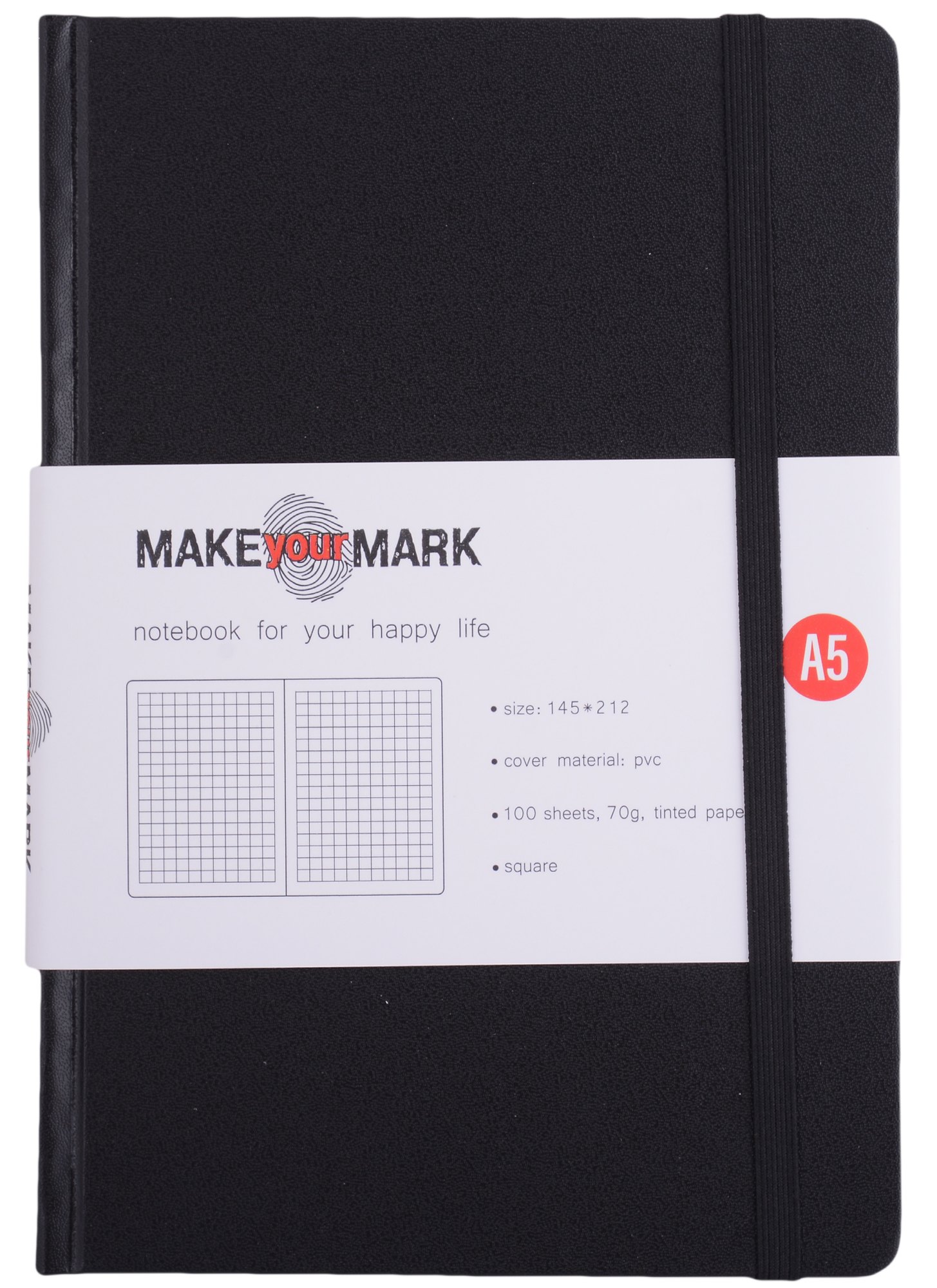 

Книга для записей А5 100л кл. "Make your mark" черн.тв.переплет, тонир.блок, резинка, ляссе, инд.уп.