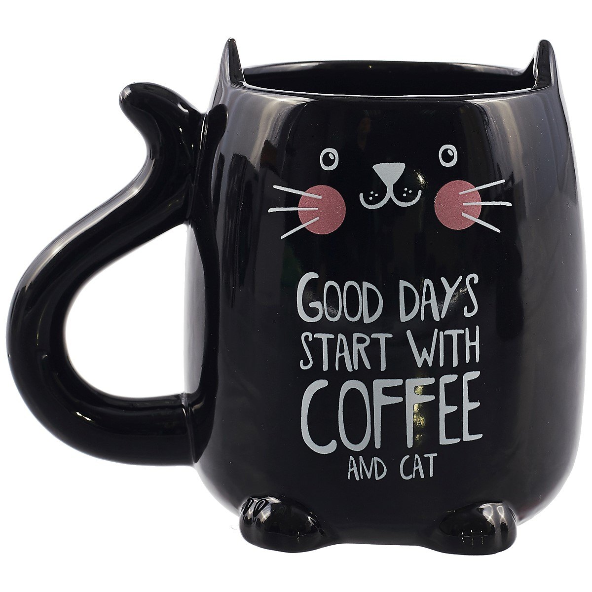 

Кружка с ушками Котик Good days (черная) (керамика) (350мл) (12-06641-JL19-33)