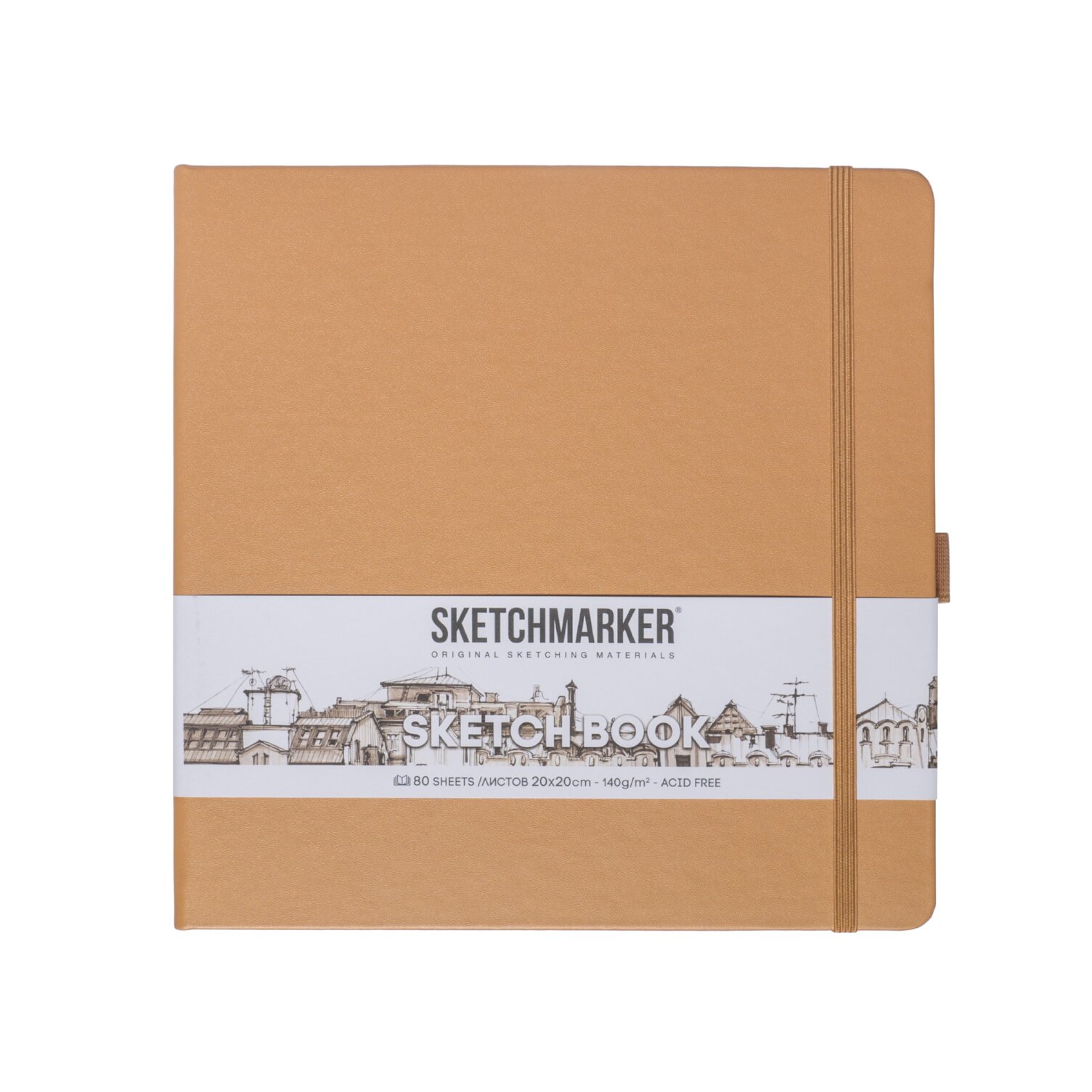 

Скетчбук 20*20 80л "Sketchmarker" капучино, 140г/м2, слоновая кость, тв.обл.