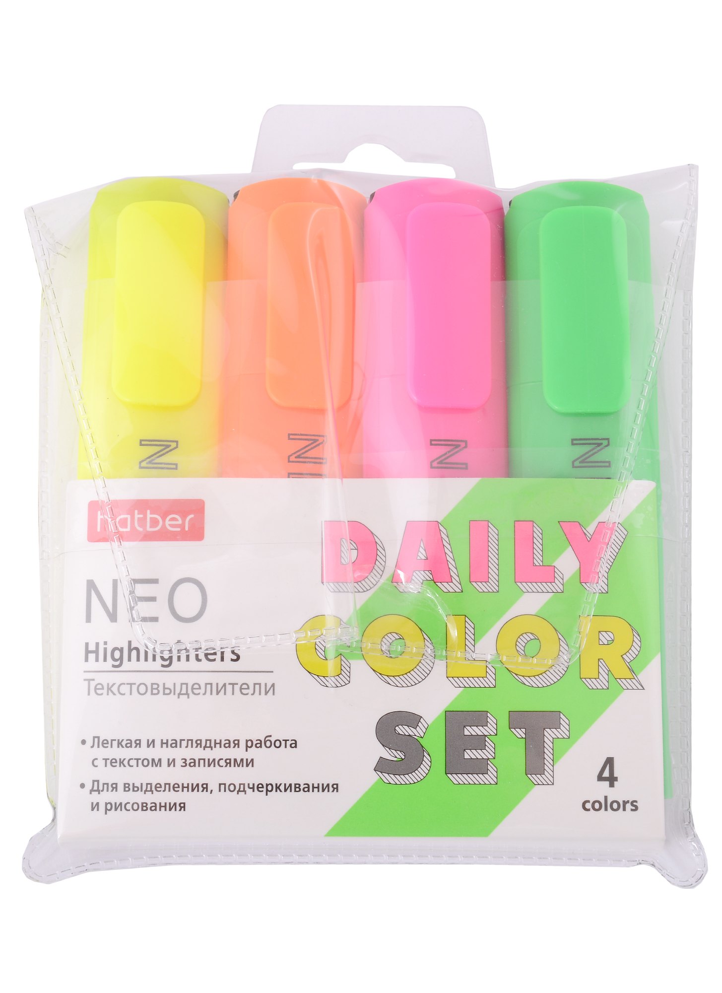 

Текстовыделители Hatber, NEO Neon, 4 цвета