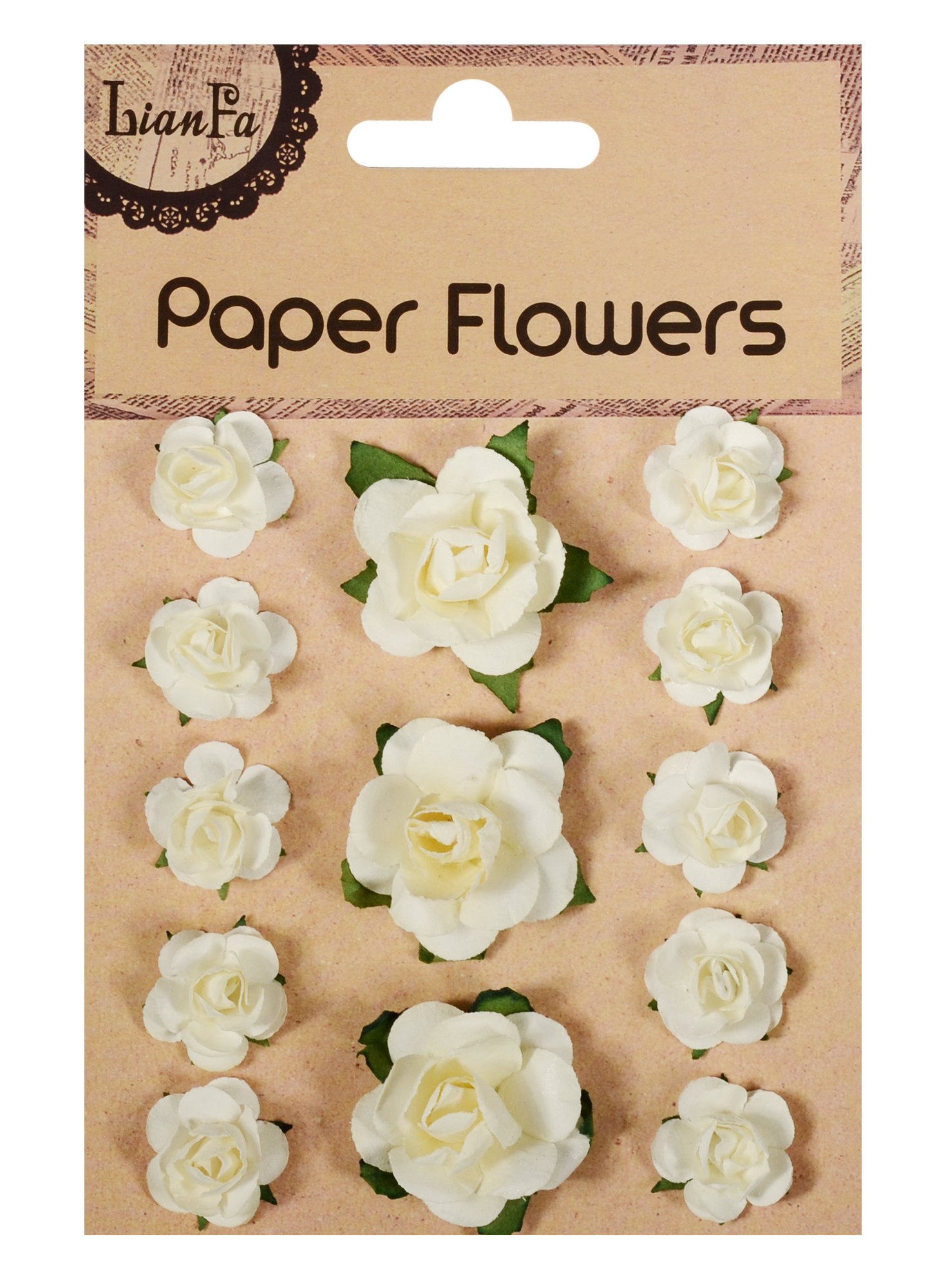 

Набор для творчества, Цветы Paper Flower 3 больш.+10маленьк., молочные и белые