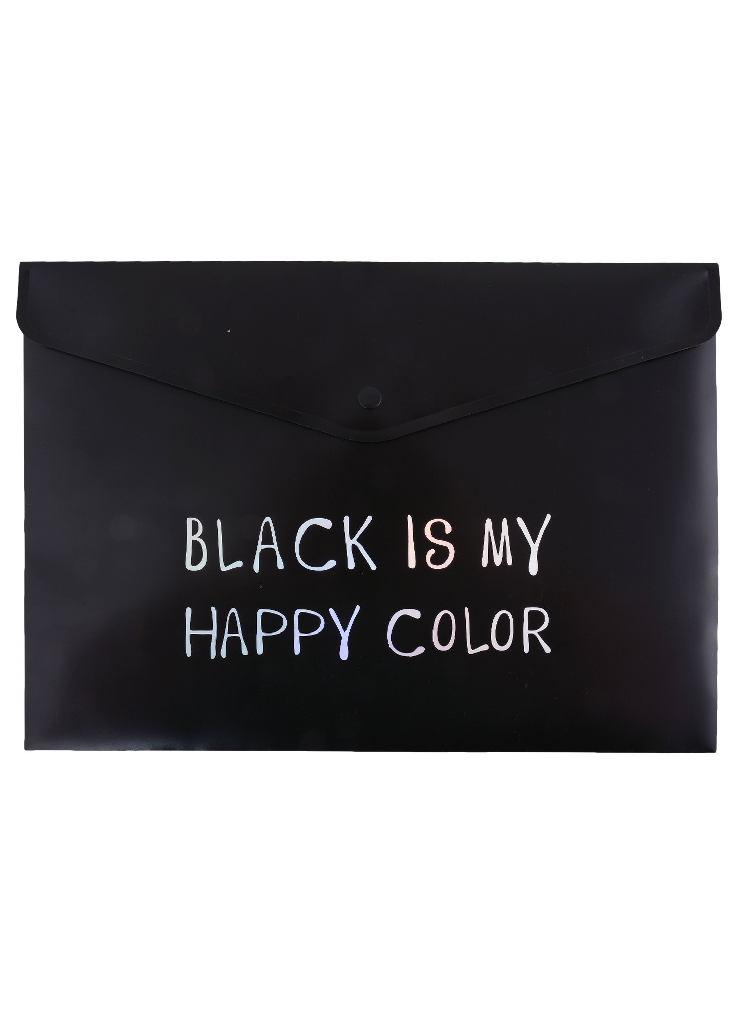 

Папка-конверт А4 на кнопке "Black is my happy color", черная