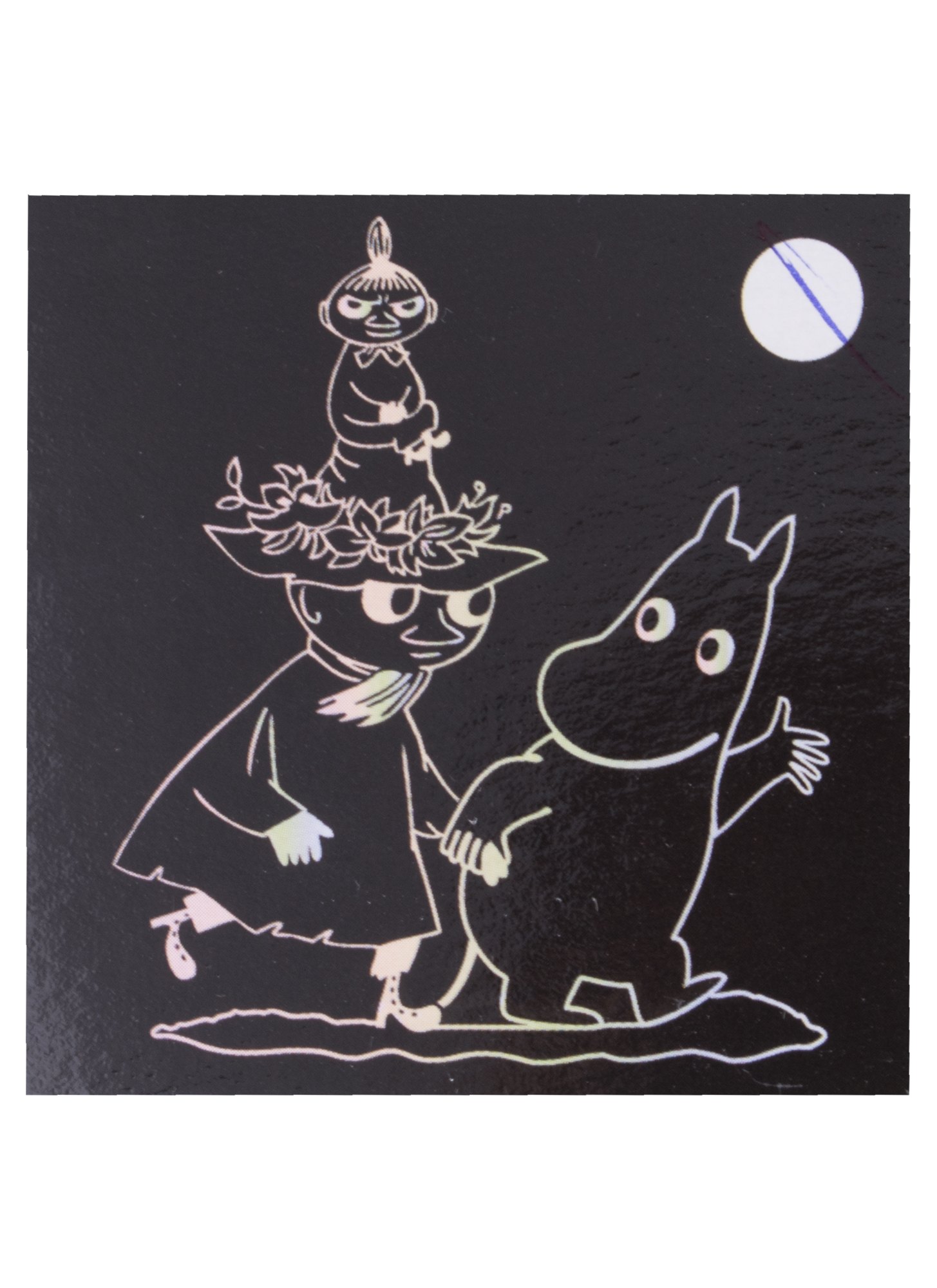 

Гравюра MOOMIN с голографическим эффектом Муми-тролль и Снусмумрик с малышкой Мю (Гр-02)