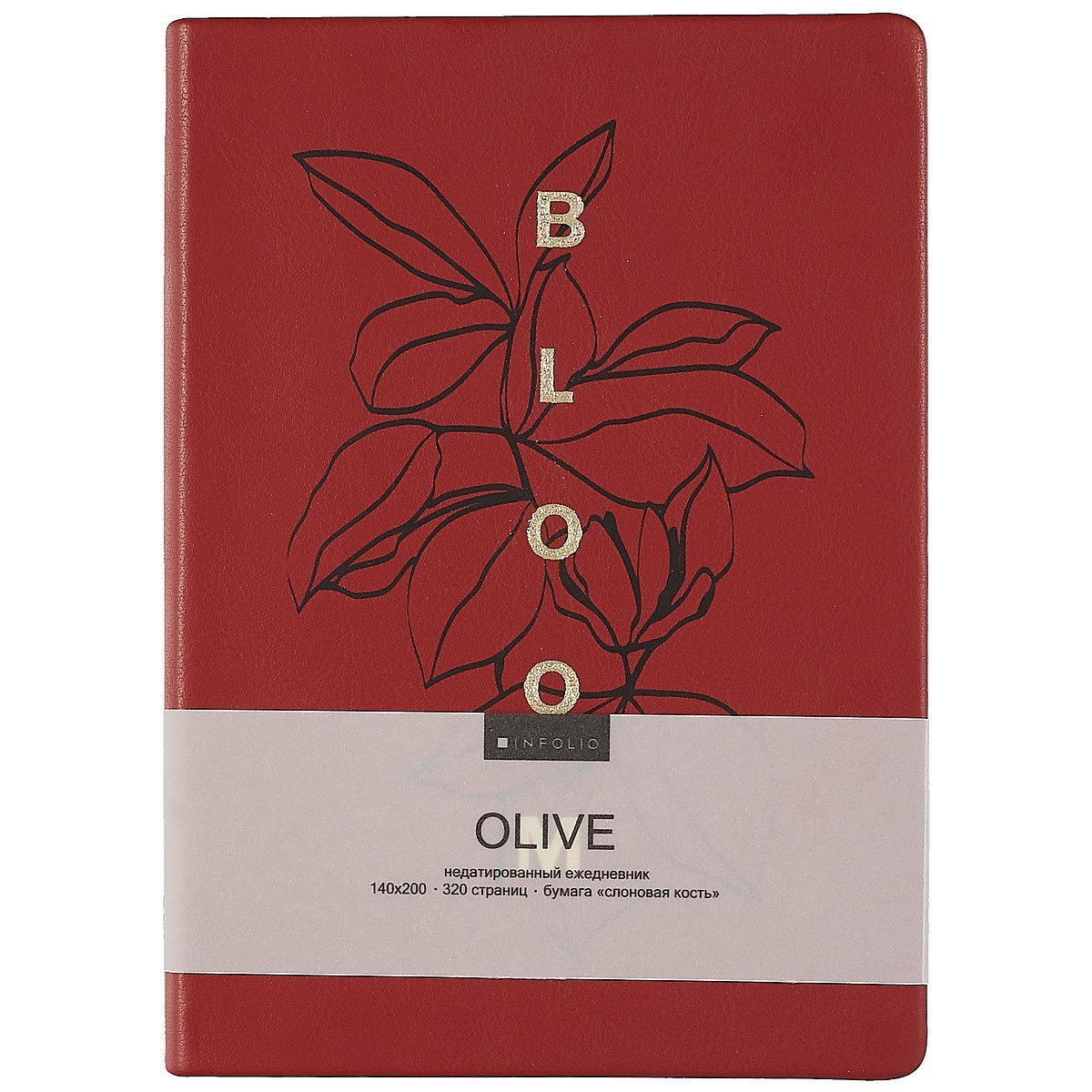 

Ежедневник недат. А5 160л "Olive" бордовый, иск.кожа, интегр.переплет, тонир.блок, ляссе