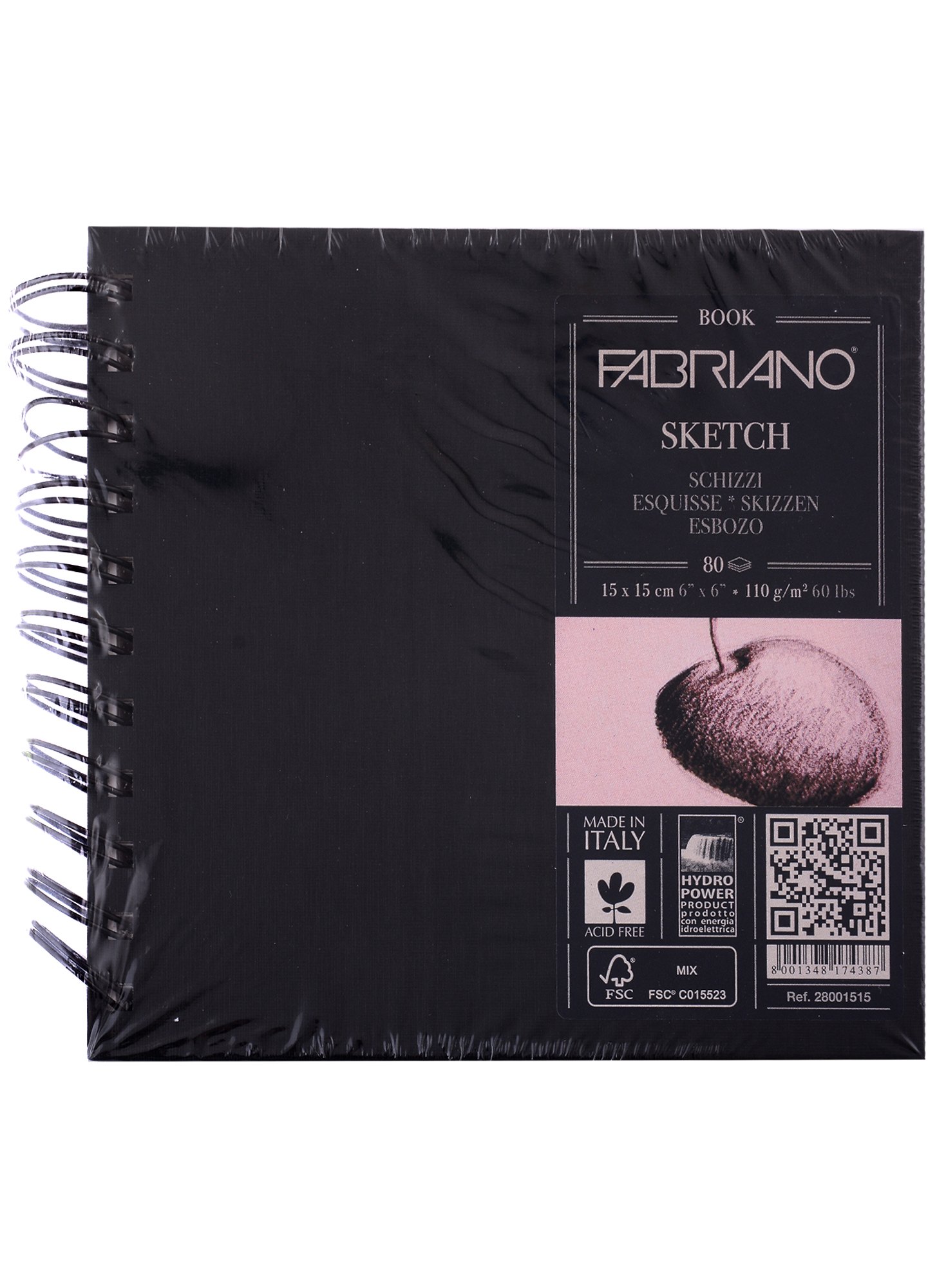 

Блокнот для зарисовок 15*15см 80л "Sketchbook" спираль, 110г/м2, Fabriano