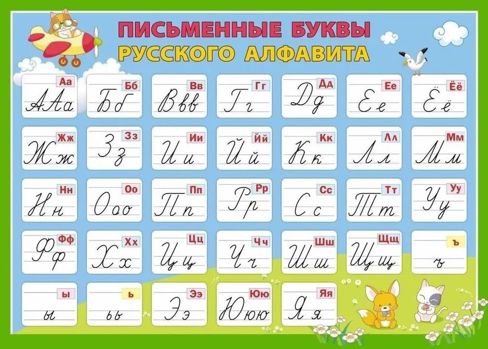 Плакат quotРусский алфавит Письменные буквы quot Формат А2 139₽