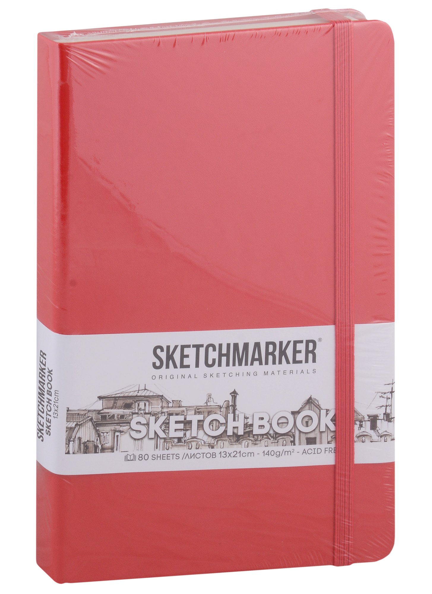 

Скетчбук 13*21 80л "Sketchmarker" красный, нелинованн. 140г/м2, слоновая кость, тв.обл.