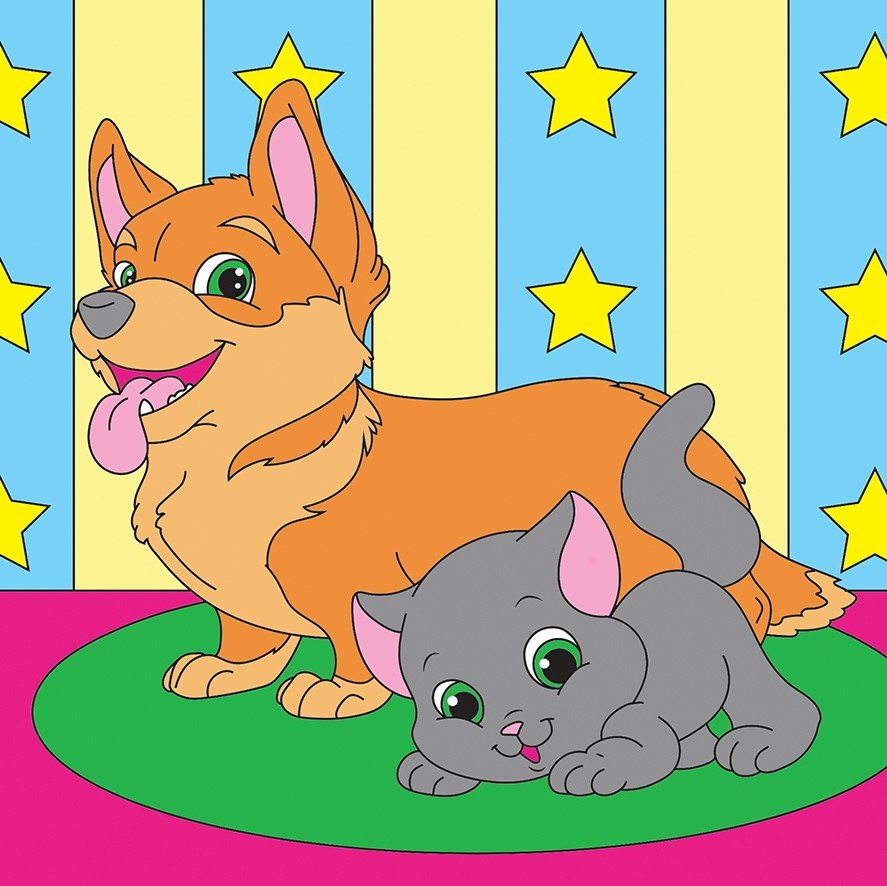 

Холст с красками "Щенок и котёнок", 15 х 15 см
