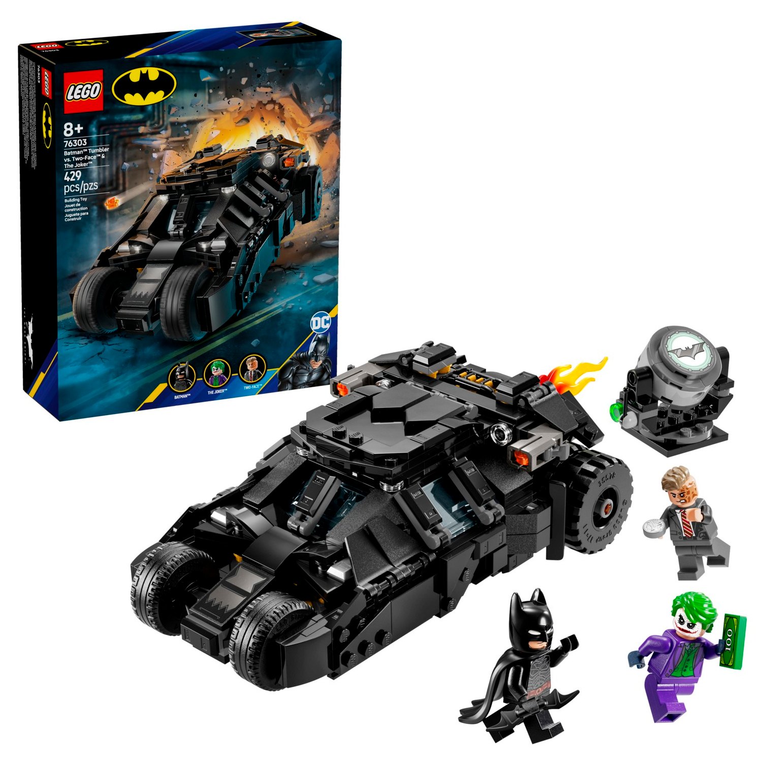 76303 Конструктор детский LEGO DC Тумблер Бэтмена против Двуликого и Джокера 429 деталей возраст 8 10490₽