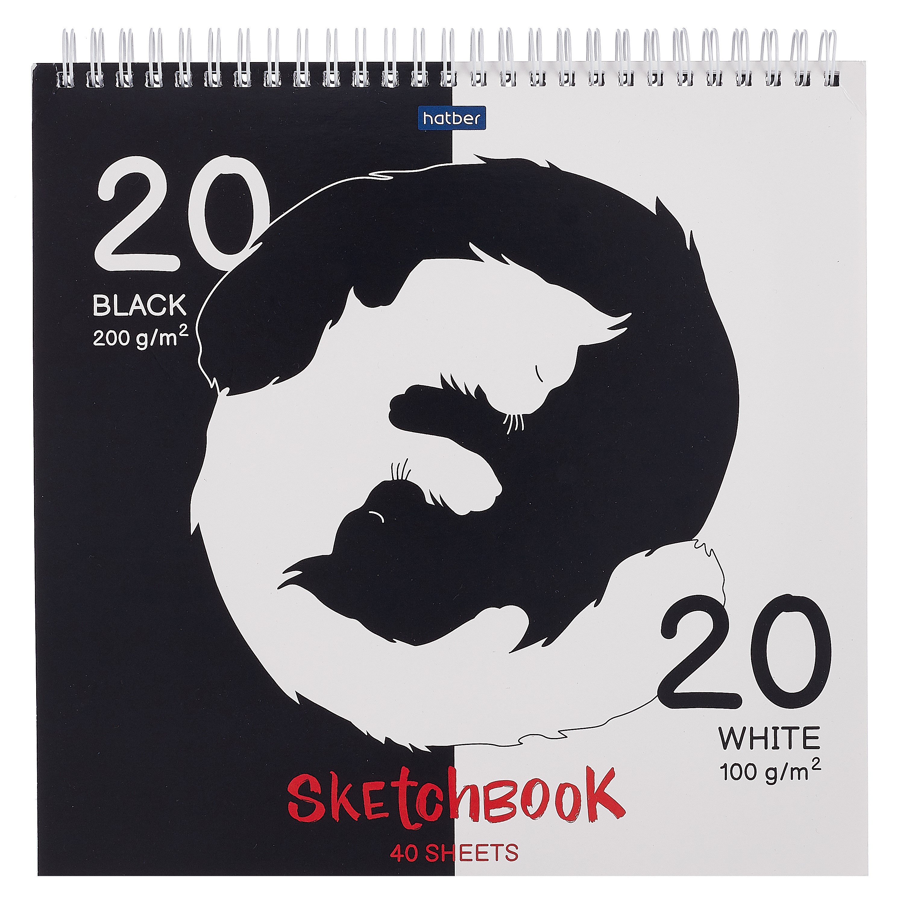 

Скетчбук 240*240 40л "Black and white" черн. внутр блок 200 г/м2, белый внутр блок 100 г/м2, тв.обложка, гребень