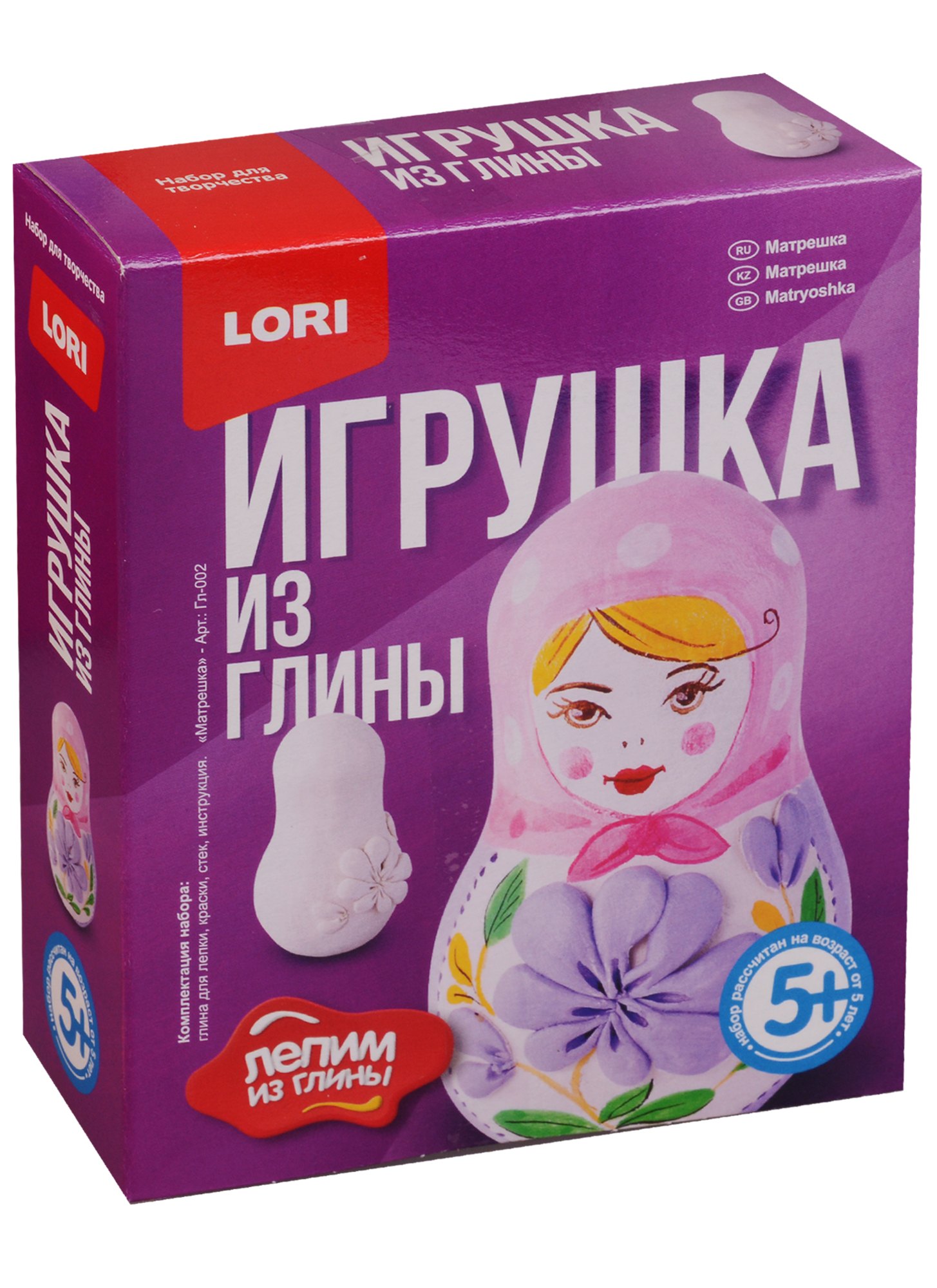 

Набор для творчества LORI Игрушка из глины "Матрешка" Гл-002