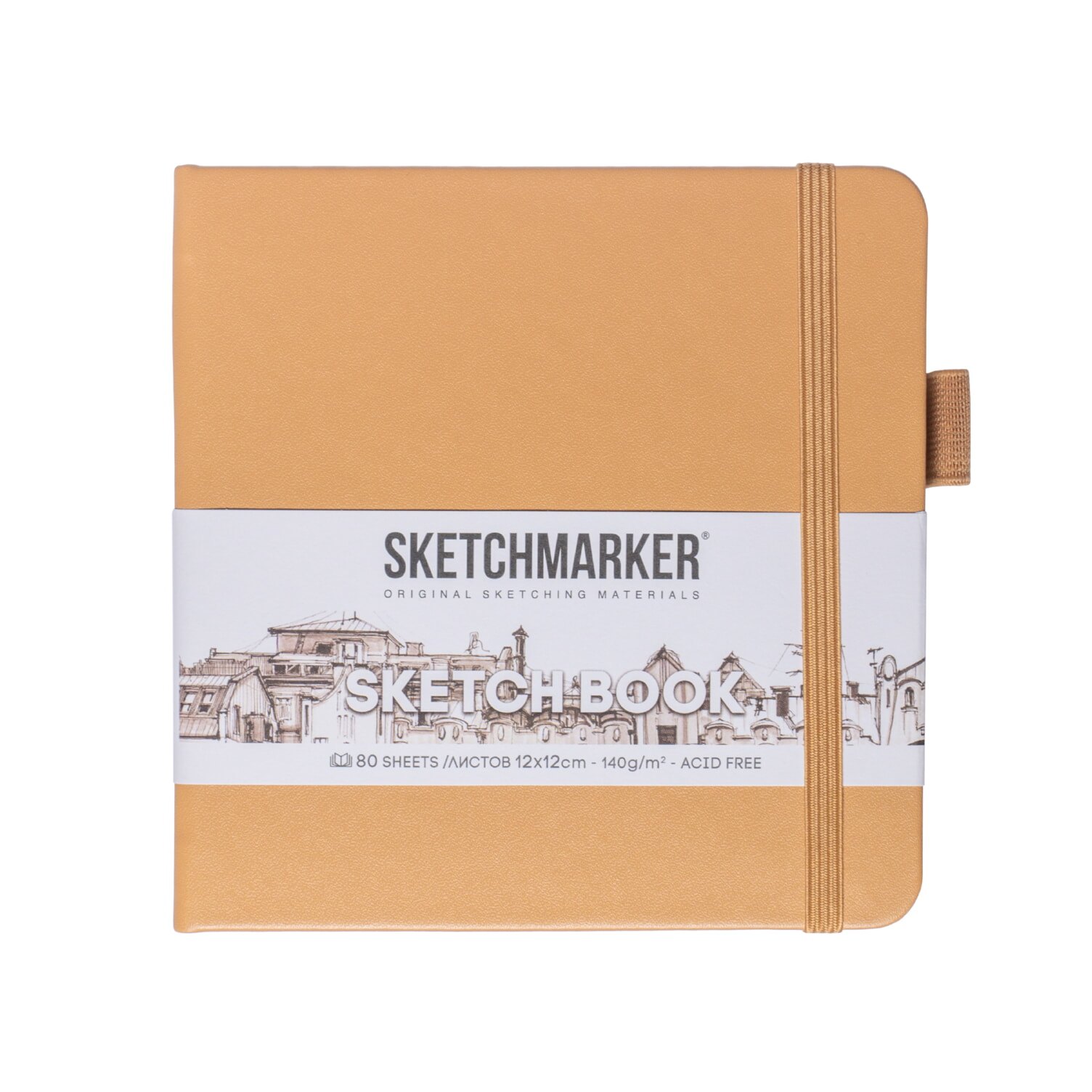 

Скетчбук 12*12 80л "Sketchmarker" капучино, 140г/м2, слоновая кость, тв.обл.