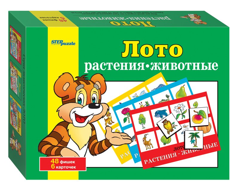 

Лото, Step, Растения-животные, 48 фишек, 6 карточек