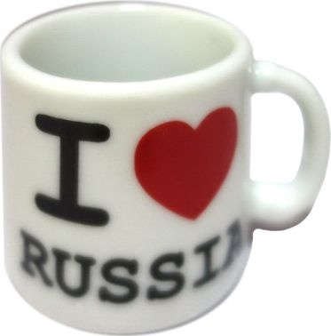 

Сувенир АКМ Магнит-кружечка фарфор I LOVE RUSSIA h=3см