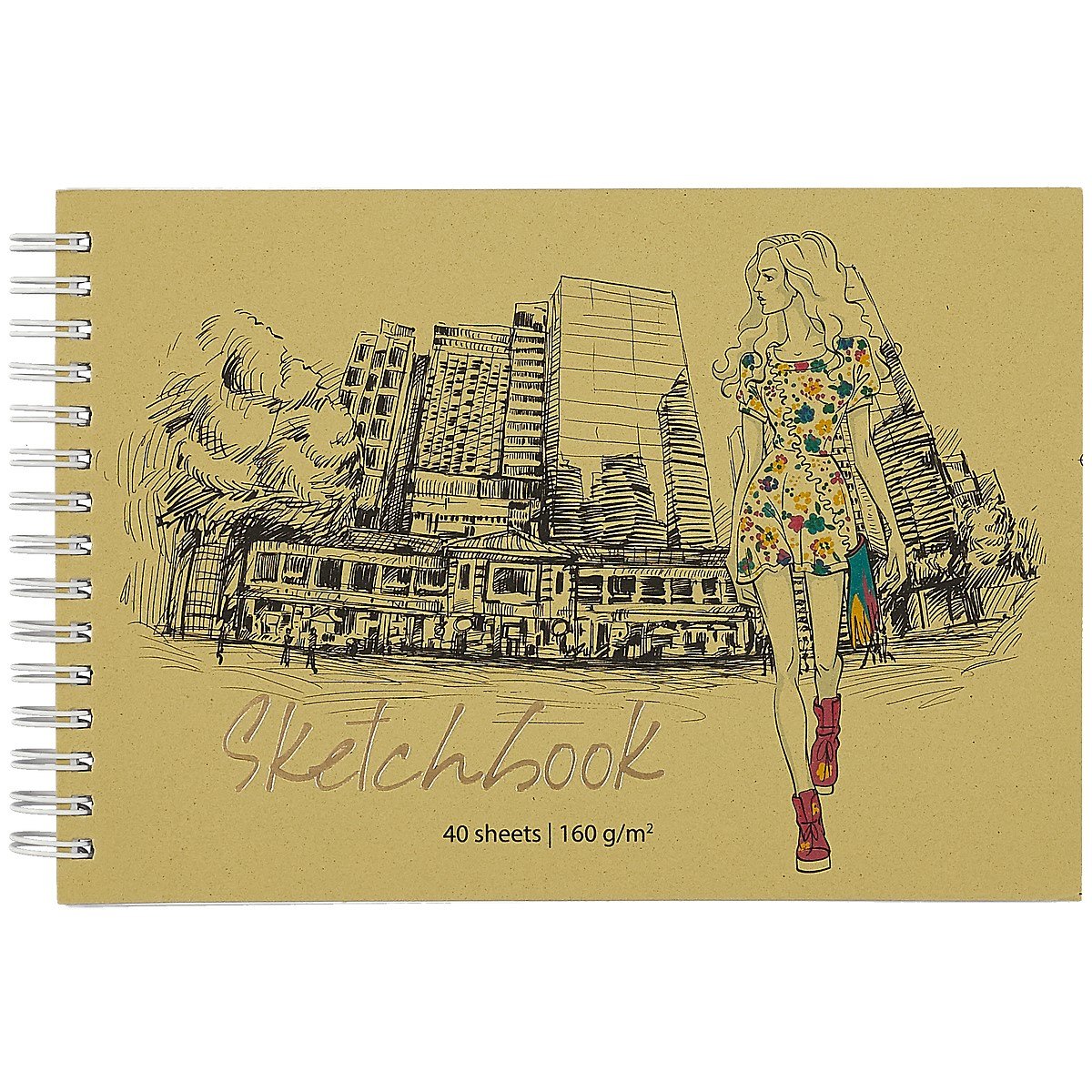 

Скетчбук А5 40л "City girl" блок 160г/м2, тонир. картон, фольга, спираль