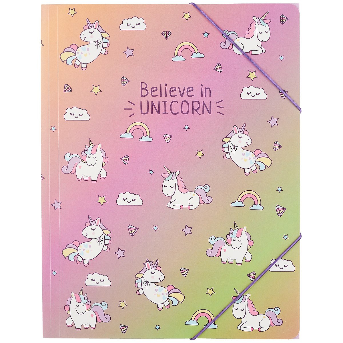 

Папка на резинке «Unicorn pattern», А4