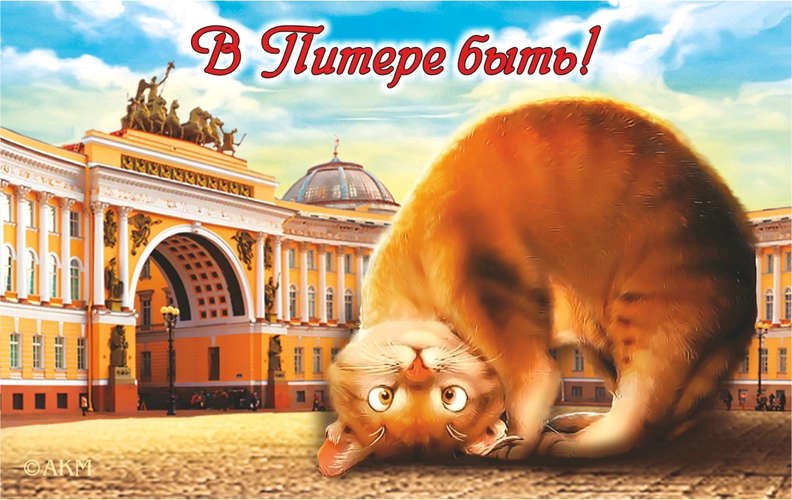 

Сувенир, АКМ, Магнит винил СПБ.В Питере быть! Котик-Арка