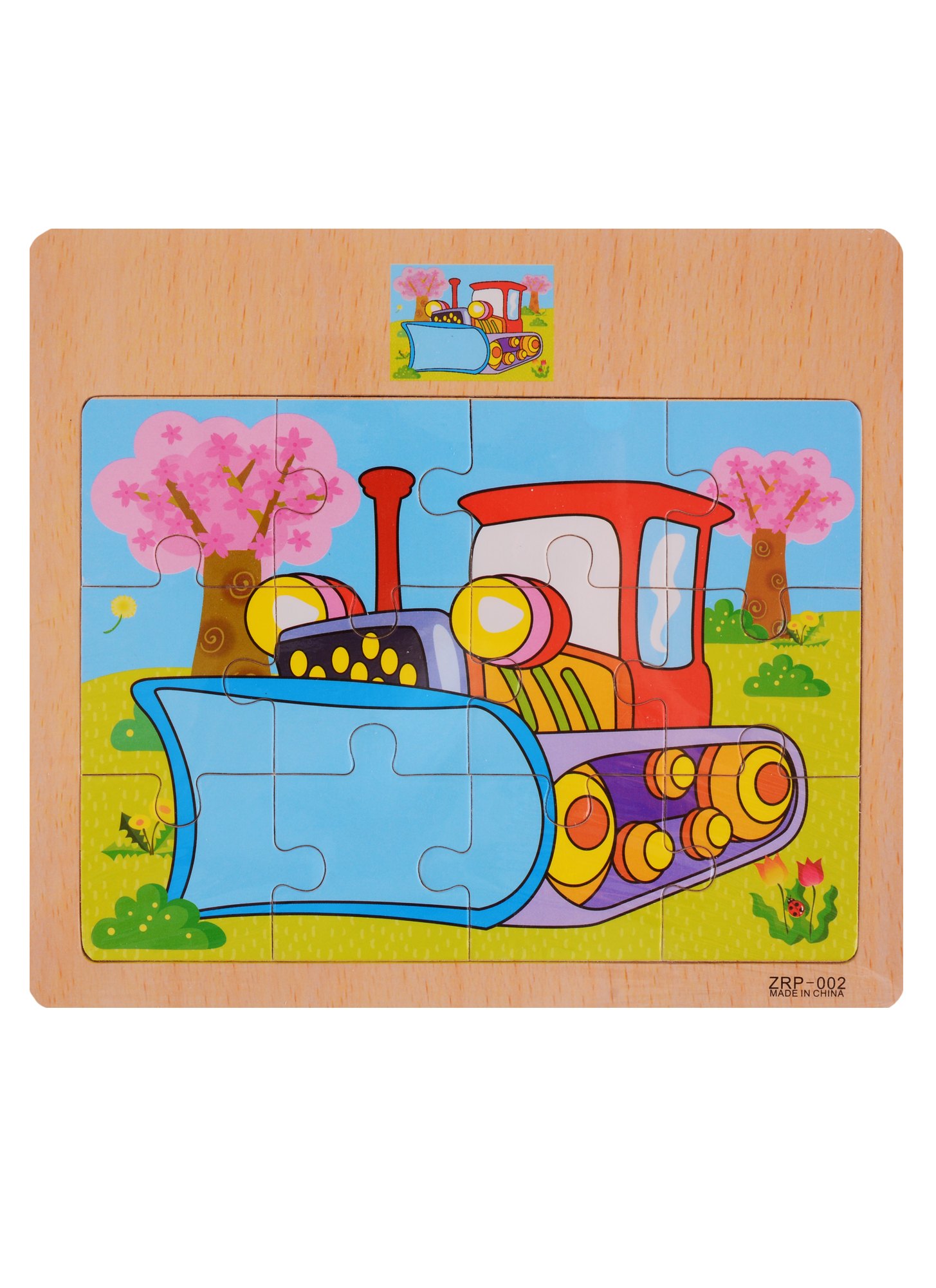 Деревянная пазл-рамка с картинкой Рыжий кот Бульдозер 12 элементов 15х165см ИД-9967 99₽