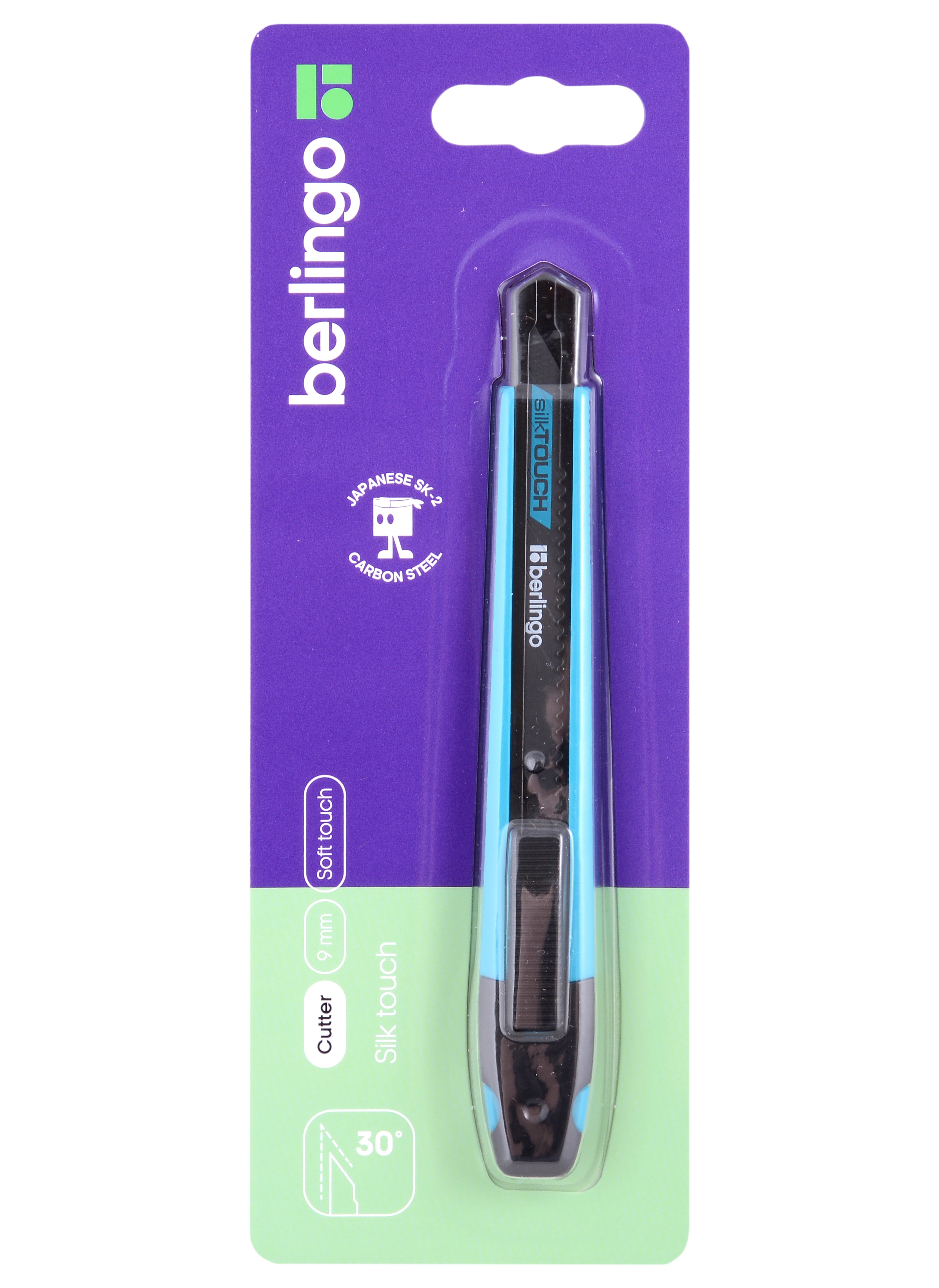

Нож канцелярский 9мм "SilkTouch", пласт.корп., auto-lock, Berlingo