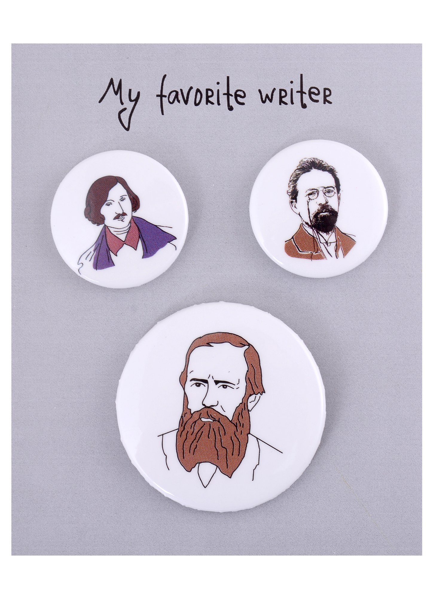 

Набор значков My favorite Writer Писатели (металл) (2 шт 25мм, 1 шт 38мм)