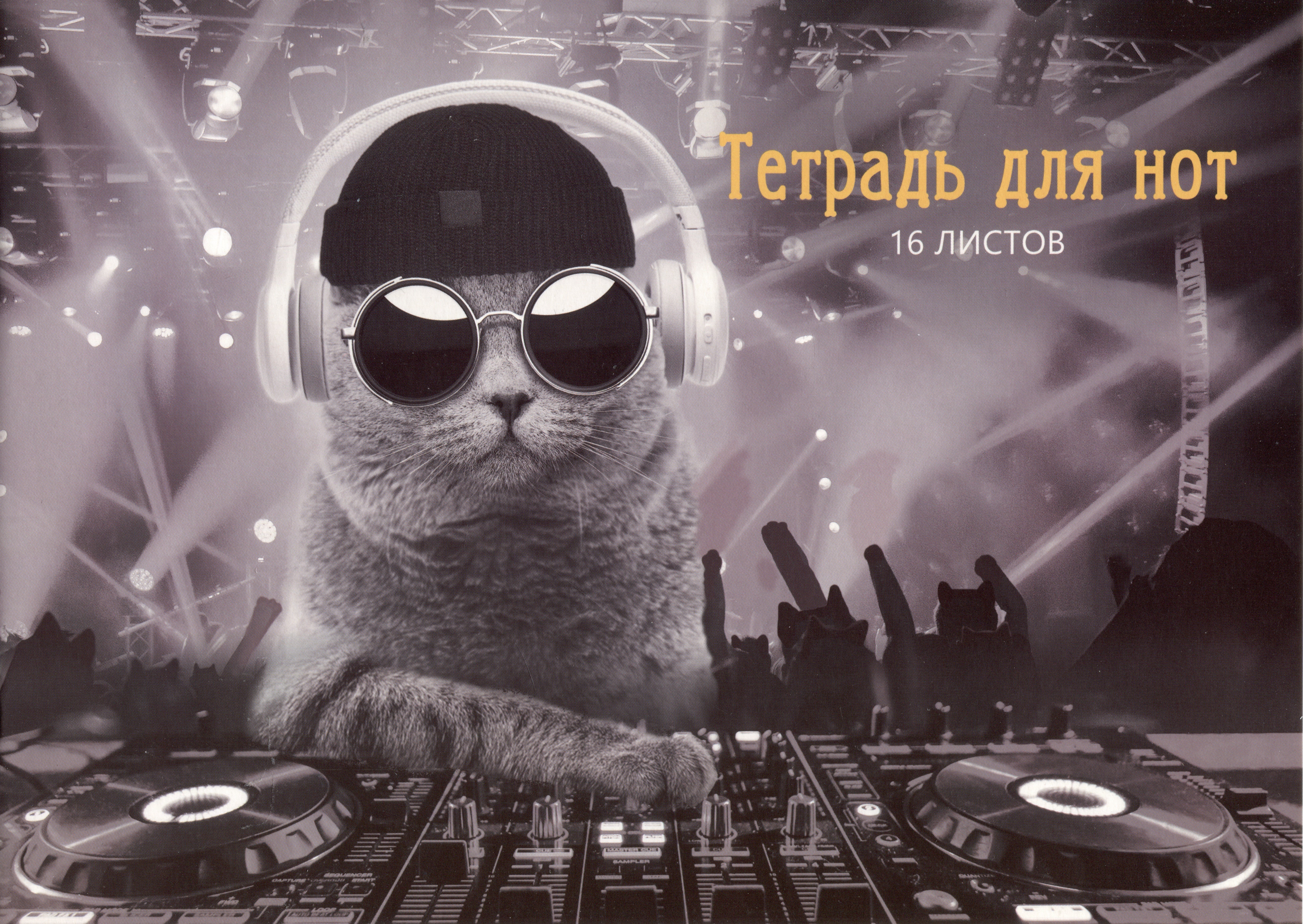 

Тетрадь для нот Listoff, "DJ Кот", А4, 16 листов