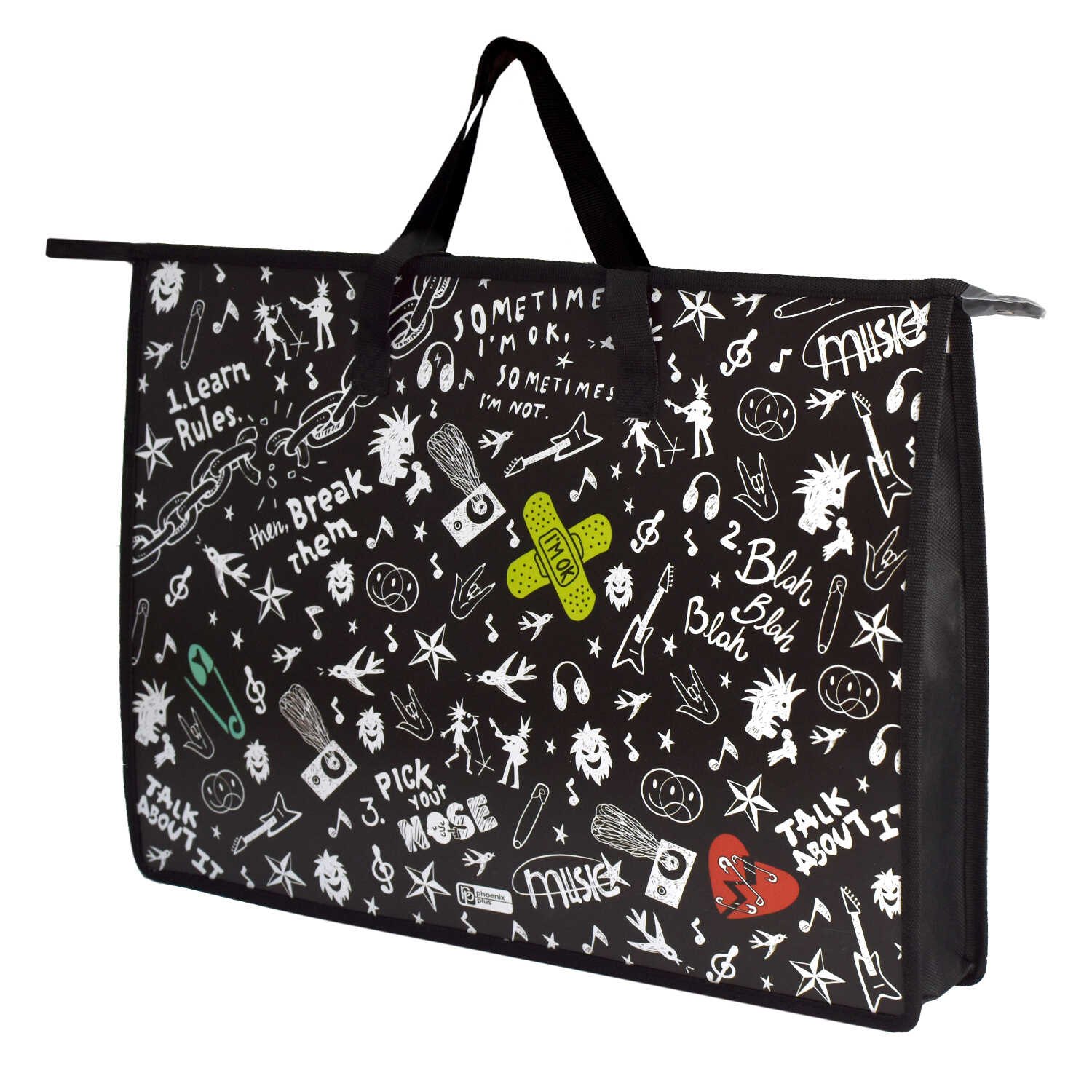 

Папка для чертежей и рисунков А3 "ПАНК" 45*33*9см, внутр.ПВХ карман, дно с расширением, текст.ручки, УФ-печать