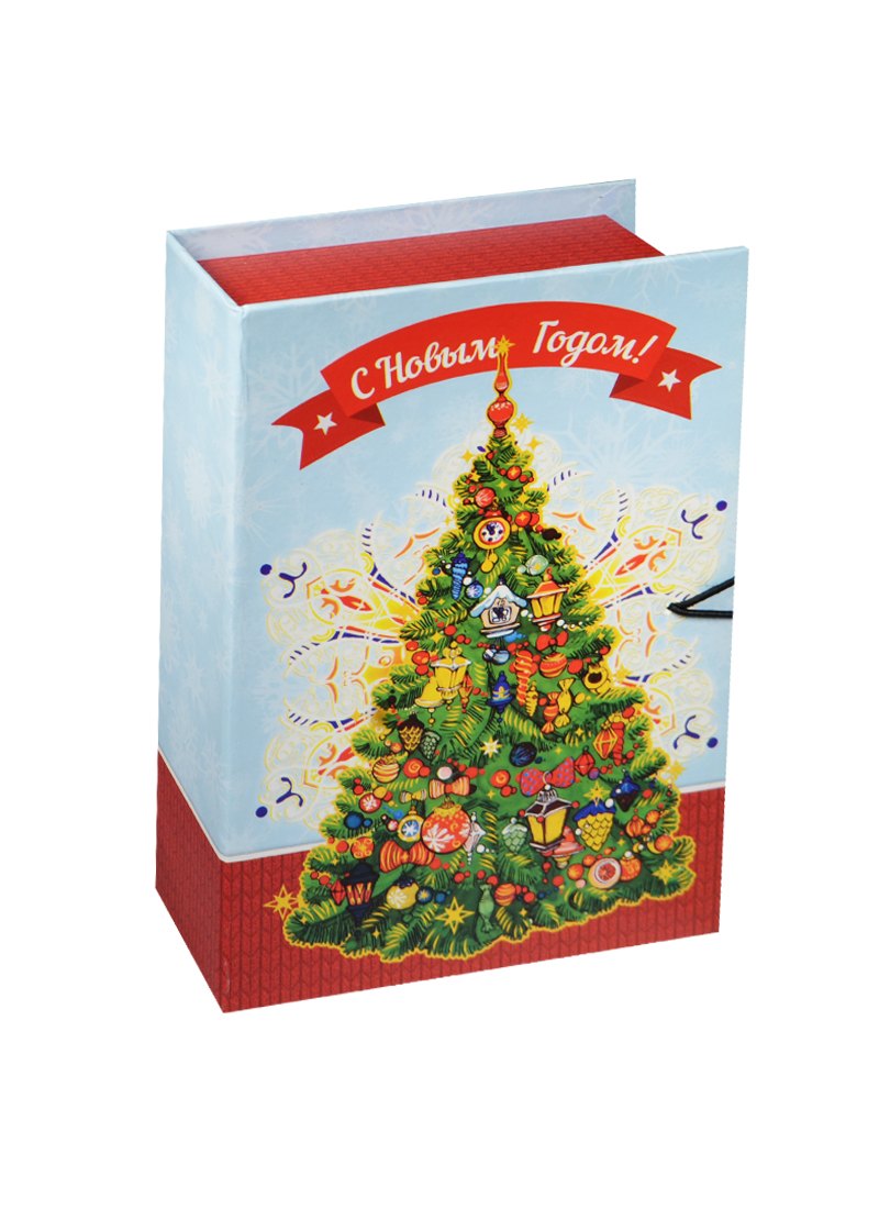 Шкатулка-книга с пуговицей картон Новогодняя елка S 18х12х5 39267 220₽