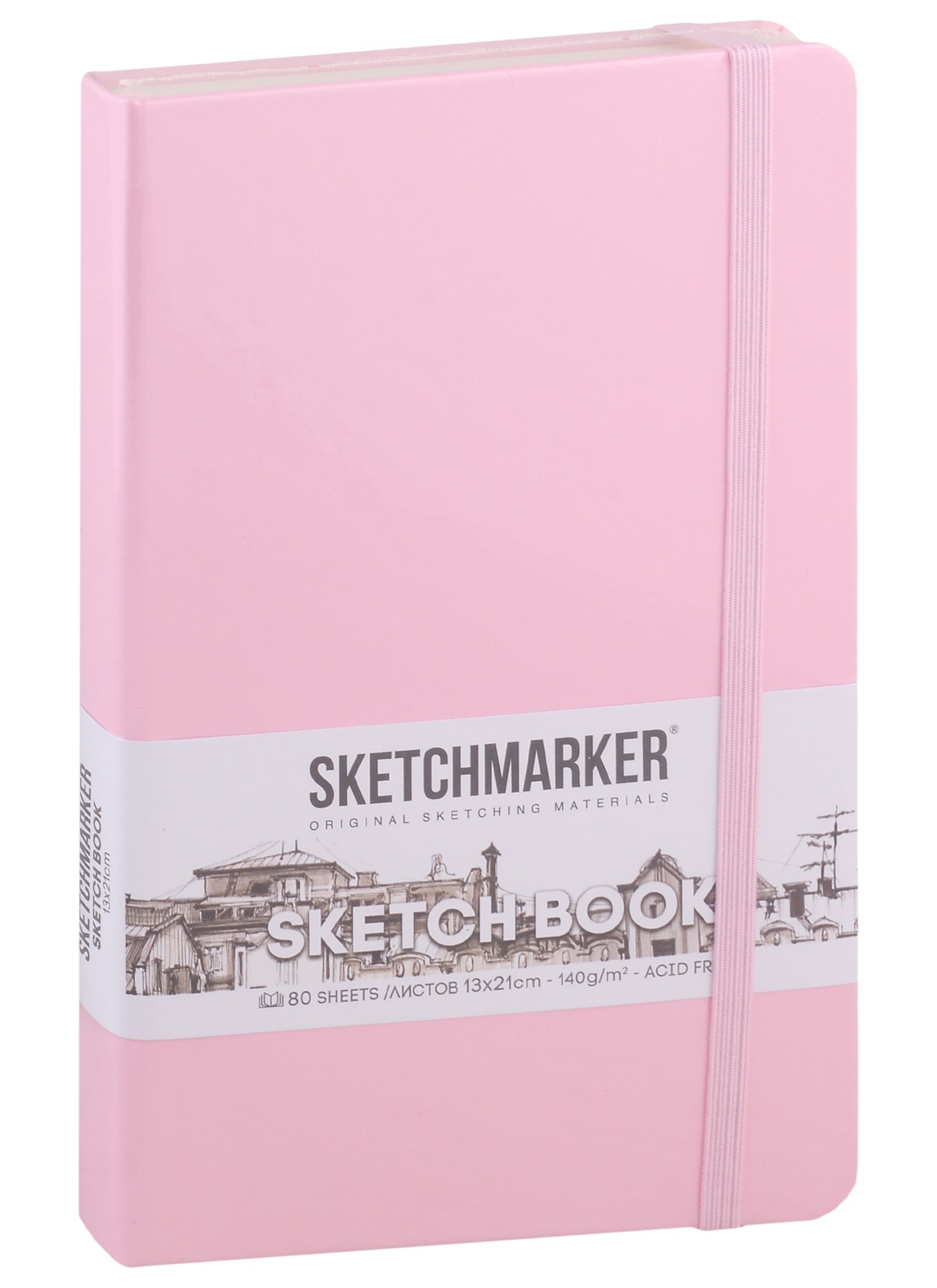 

Скетчбук 13*21 80л "Sketchmarker" розовый, 140г/м2, слоновая кость, тв.обл.