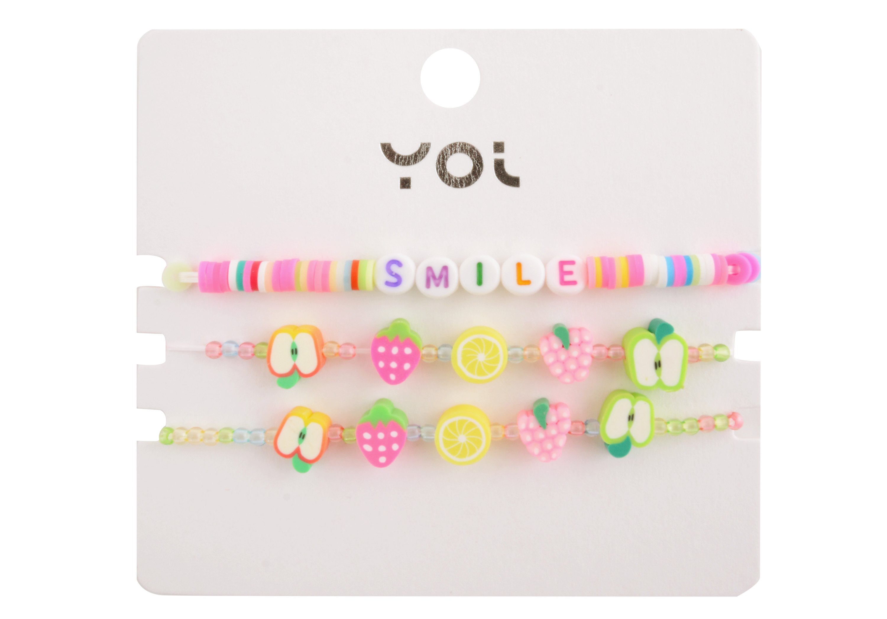 

Набор браслетов Yoi, "Smile/Фрукты", 16 см, 3 штуки