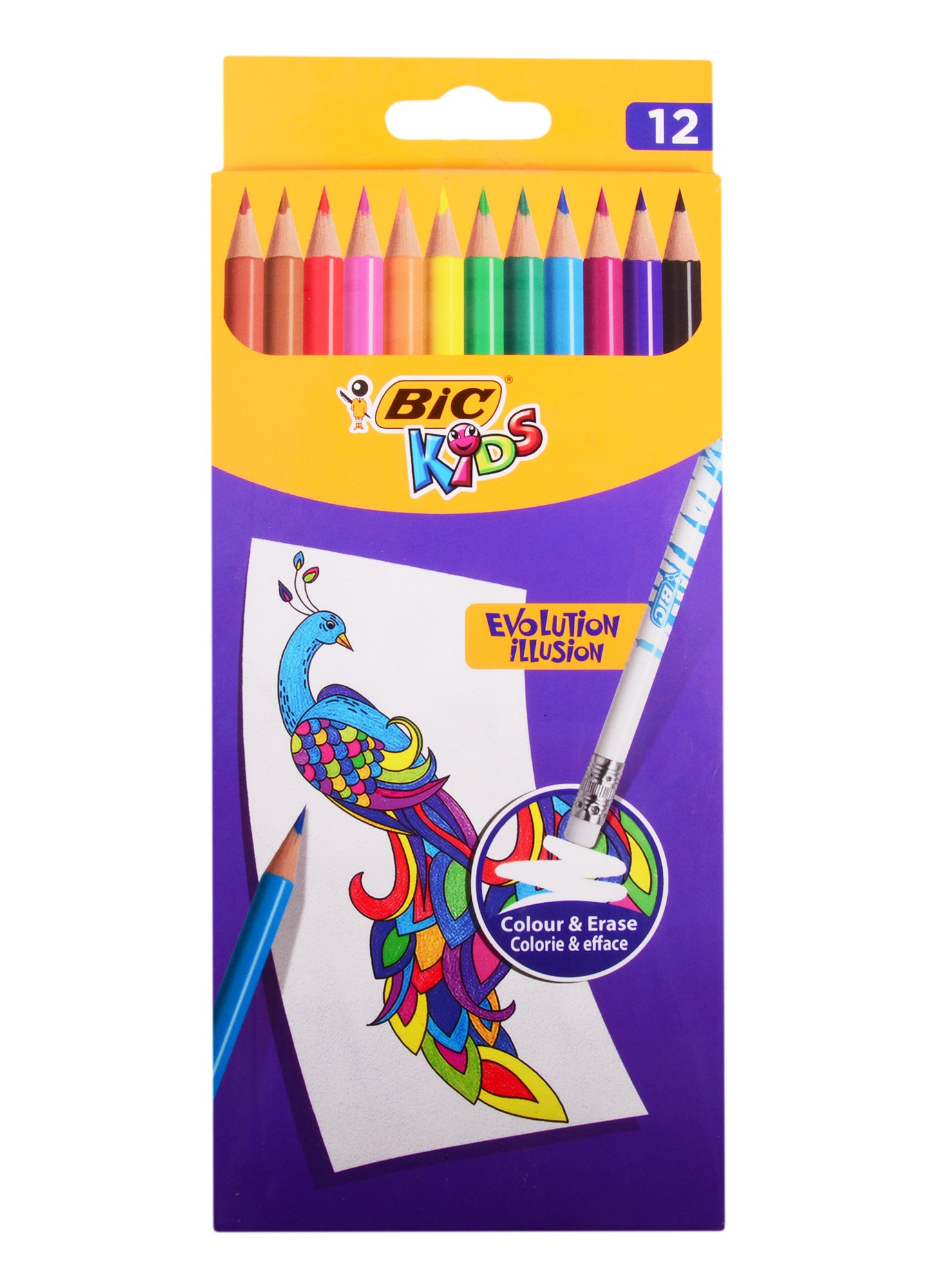

Карандаши цветные Bic, Evolution Illusion, 12 цветов с ластиком