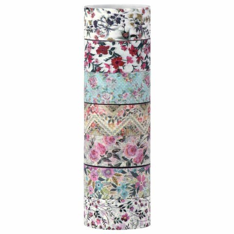 

Клейкие WASHI-ленты для декора ЦВЕТОЧНЫЙ МИКС, 15 мм х 3 м, 7 цветов, рисовая бумага, ОСТРОВ СОКРОВИЩ, 661707