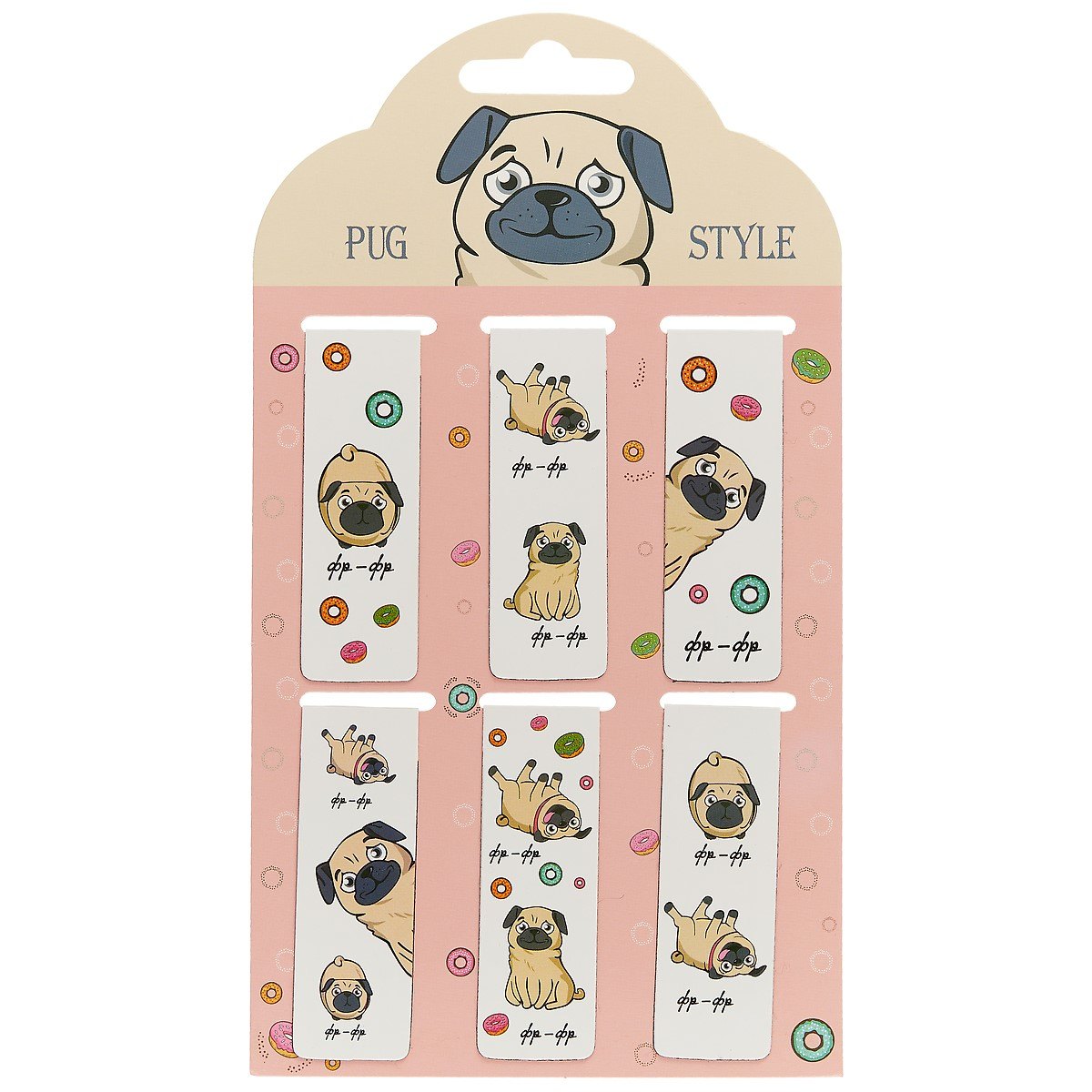 

Магнитные закладки «Pug style», 6 штук