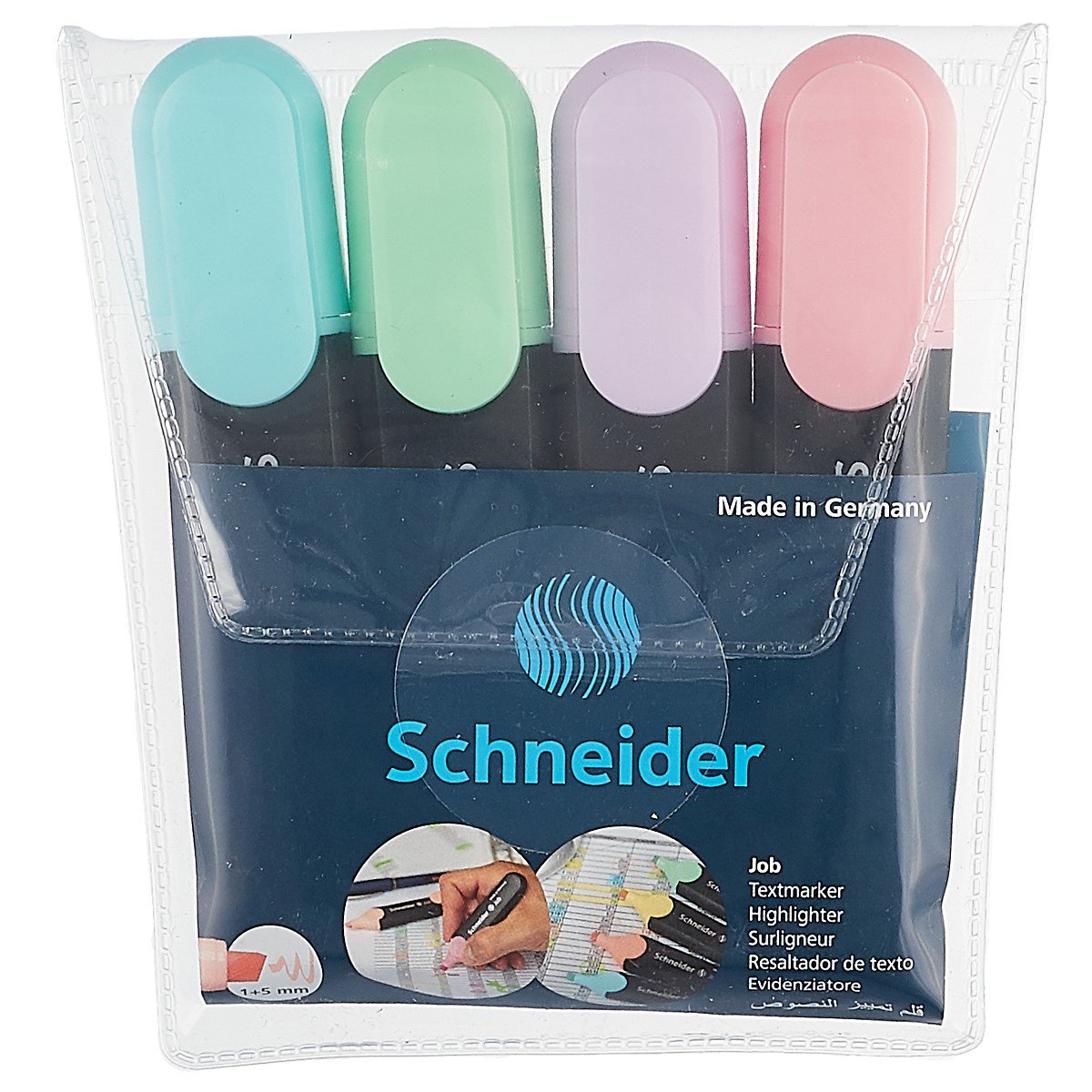 

Текстовыделители Schneider, Job Pastel, 4 цвета 1-5 мм