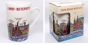 

Кружка фарфор матовая Санкт-Петербург. Пиктограмма цветной рисунок