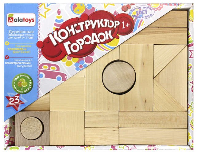 

Конструктор, ALATOYS, Городок, неокрашенный 23 детали