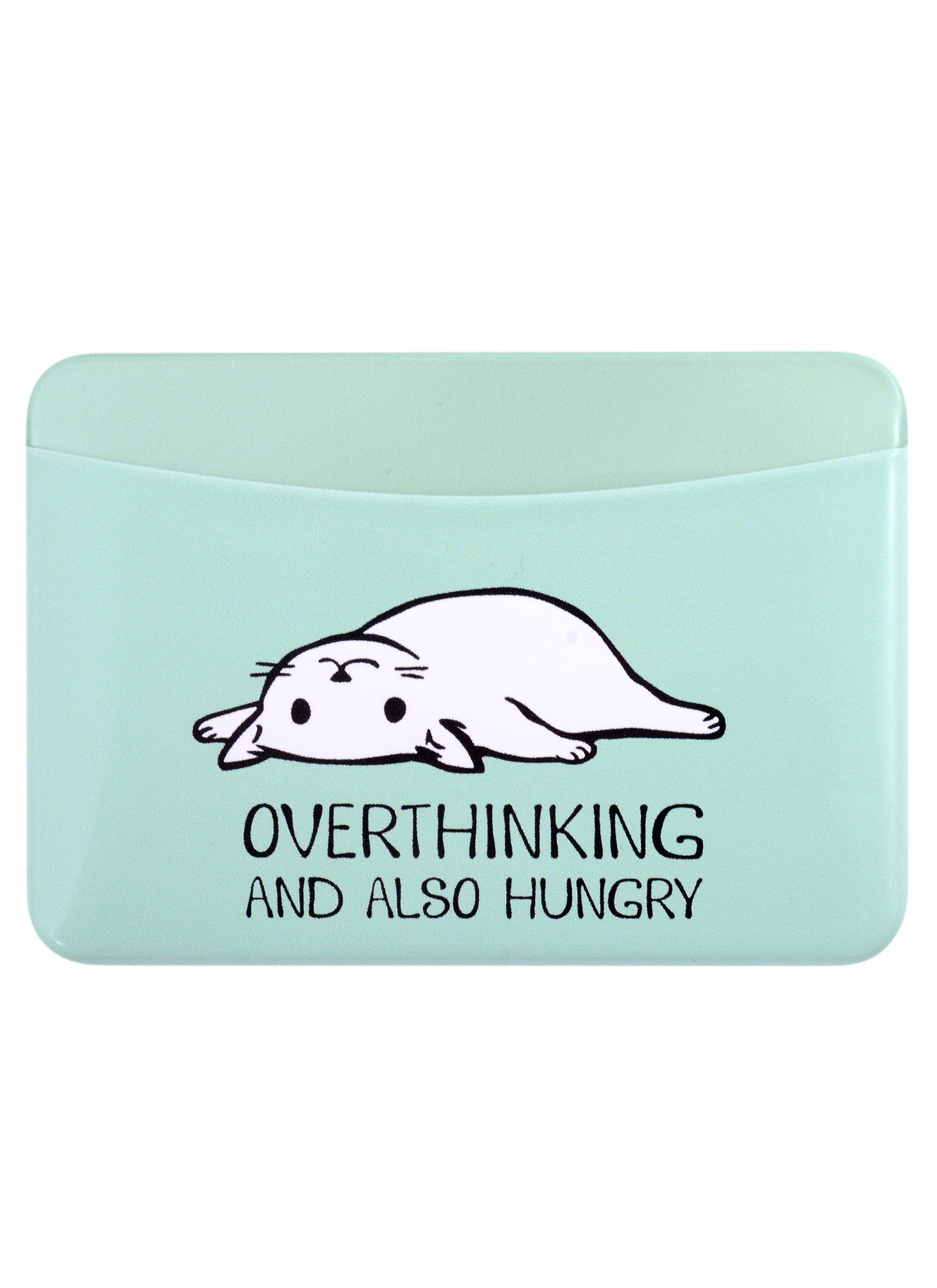 

Чехол для карточек горизонтальный Overthinking and also hungry (котик)