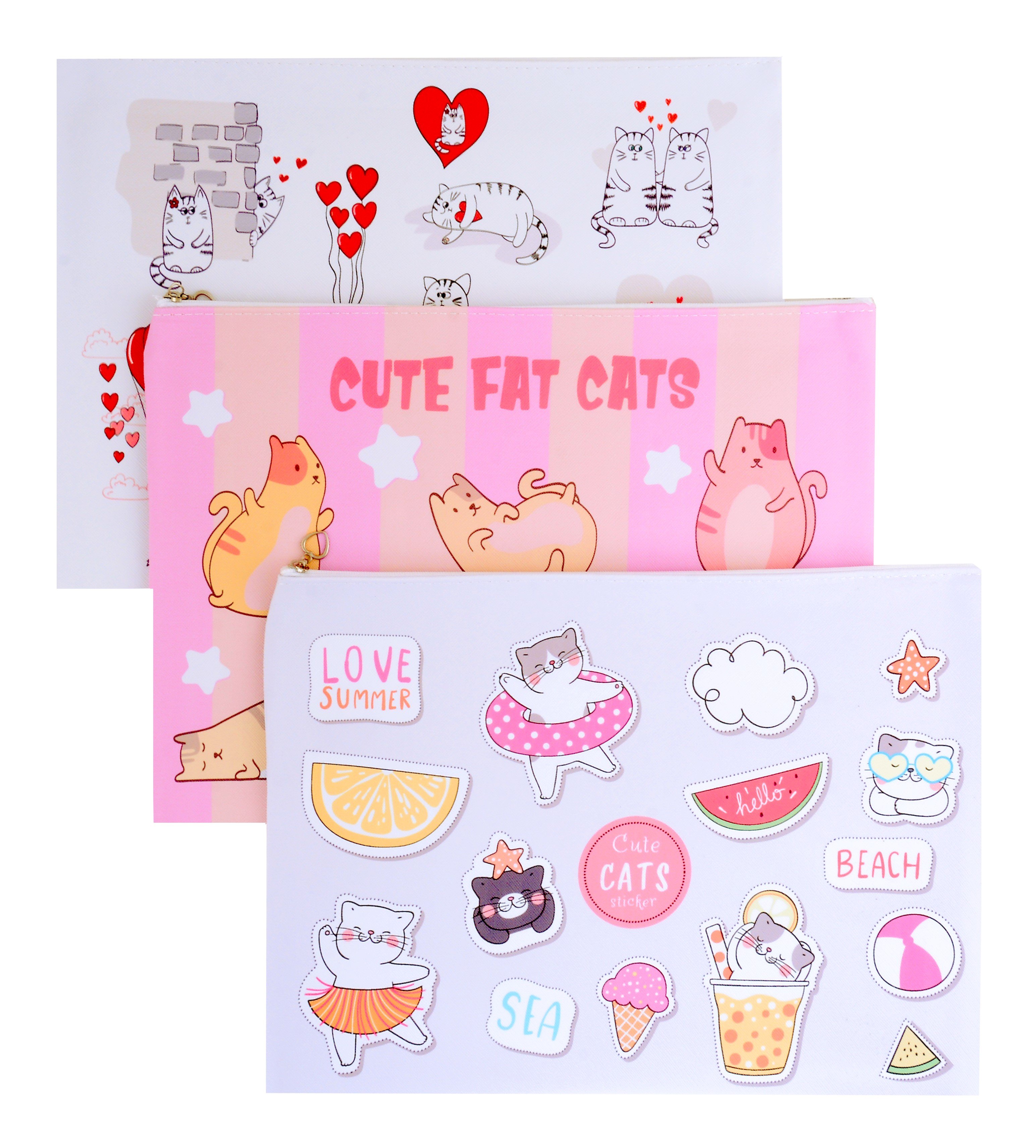 

Папка для тетрадей А4 "Cute fat cats" молния сверху, PU, ассорти, Yoi