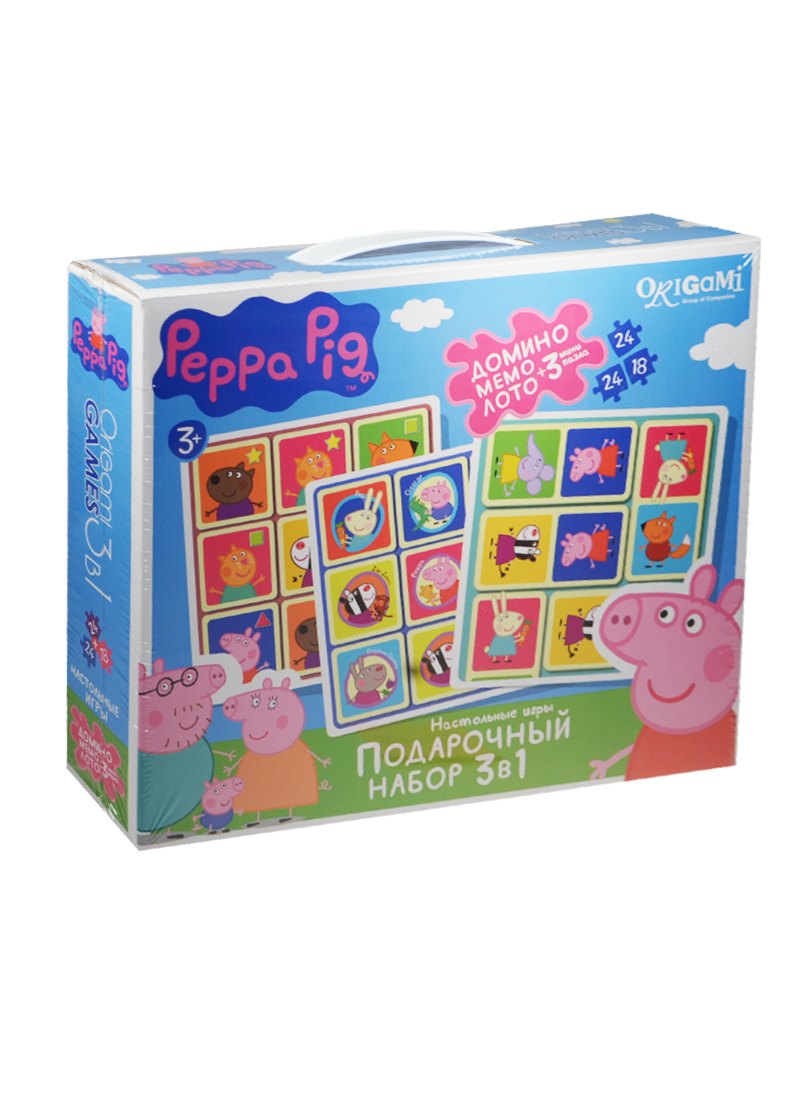 

Подарочный набор, Оригами, Peppa Pig 3в1 Лото. Мемо. Домино + 3мини-пазла 01602