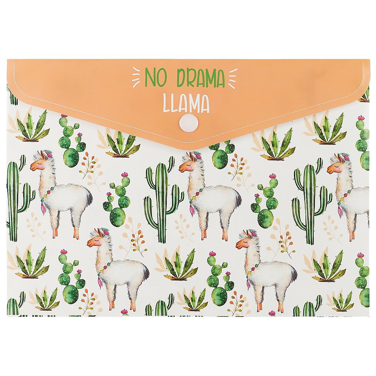 

Папка-конверт А5 на кнопке "No drama llama"