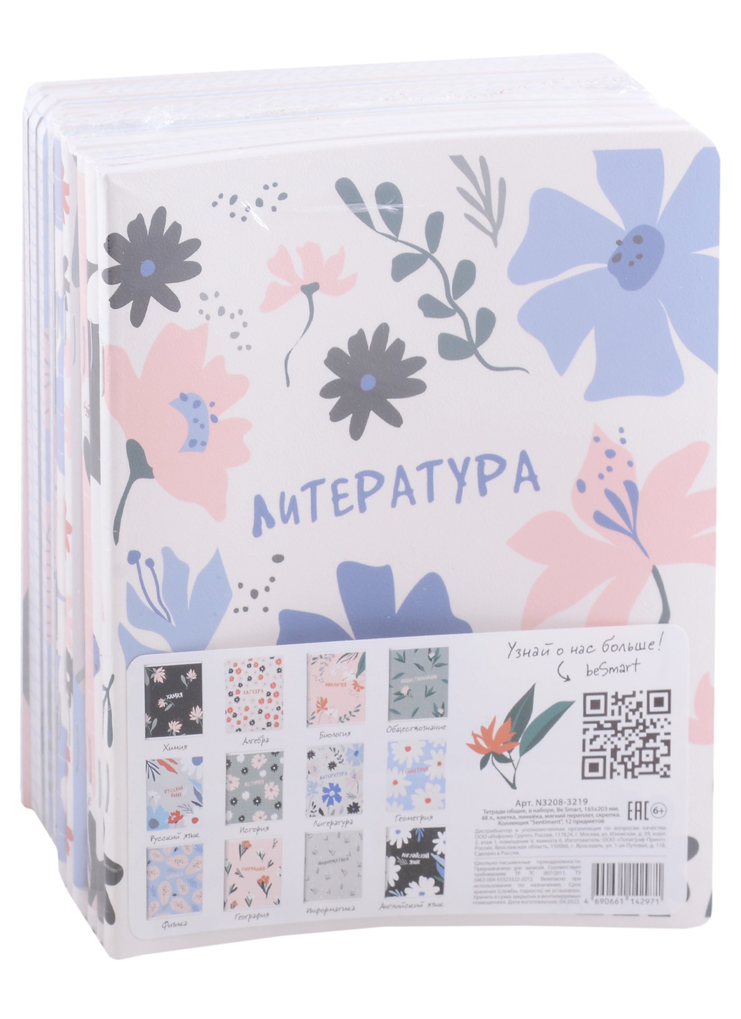 

Тетради предметные Be Smart, Sentiment, 48 листов, 12 штук