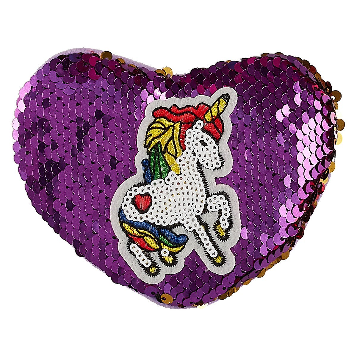 

Кошелек на молнии с пайетками Единорог сердце (13см) (текстиль)