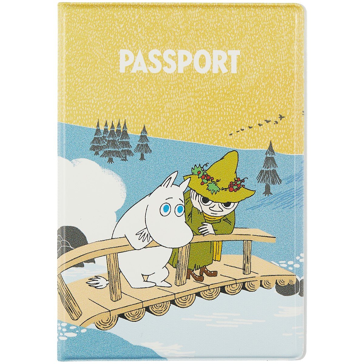 

Обложка для паспорта MOOMIN Муми-тролль и Снусмумрик на мосту (ПВХ бокс) (МТО2021-01)