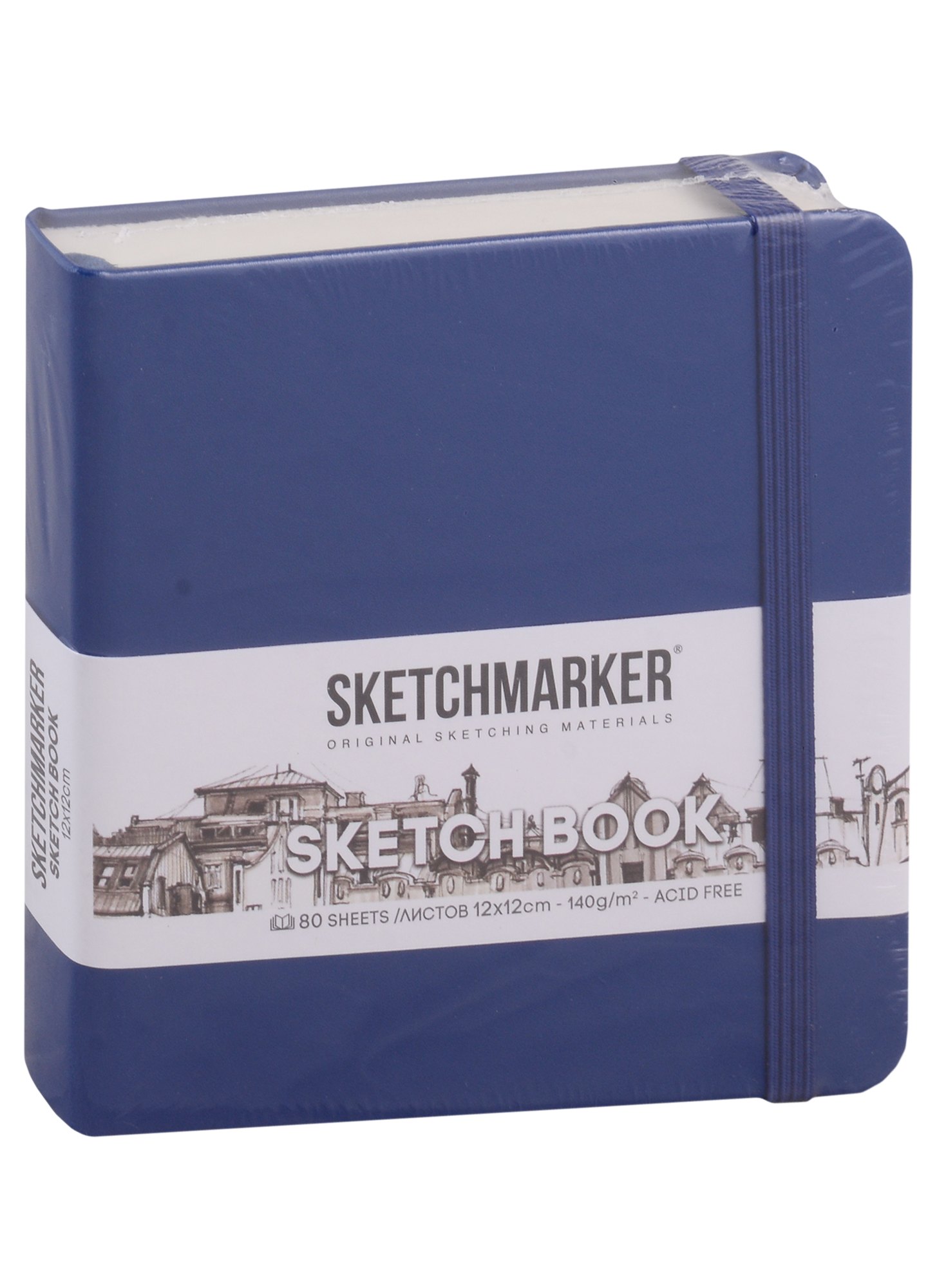 

Скетчбук 12*12 80л "Sketchmarker" королевский синий, нелинованн. 140г/м2, слоновая кость, тв.обл.