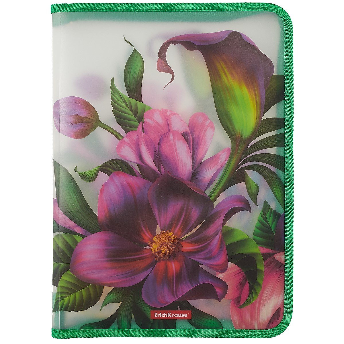 

Папка для тетрадей А4 "Tropical Flowers" молния с трех сторон, пластик, Erich Krause